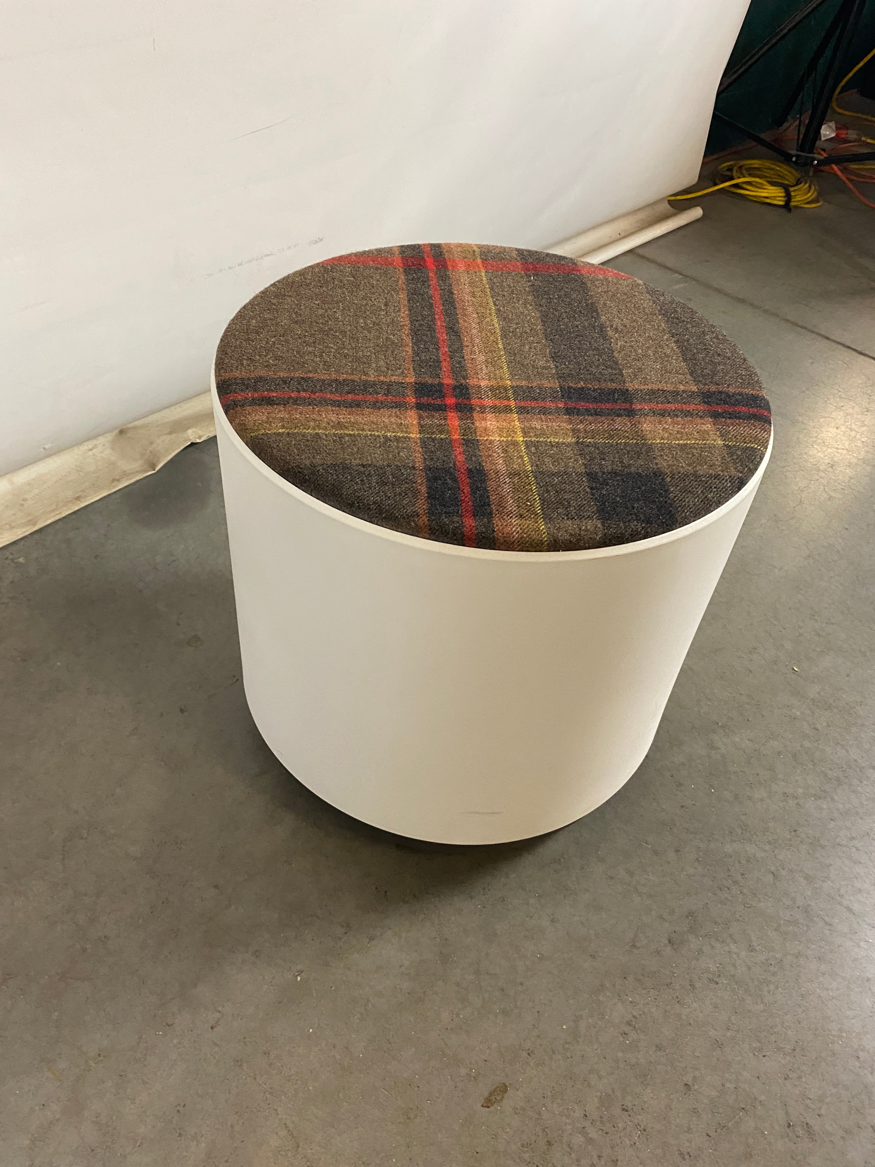 Steelcase White Plaid Turnstone Buoy Task Stool