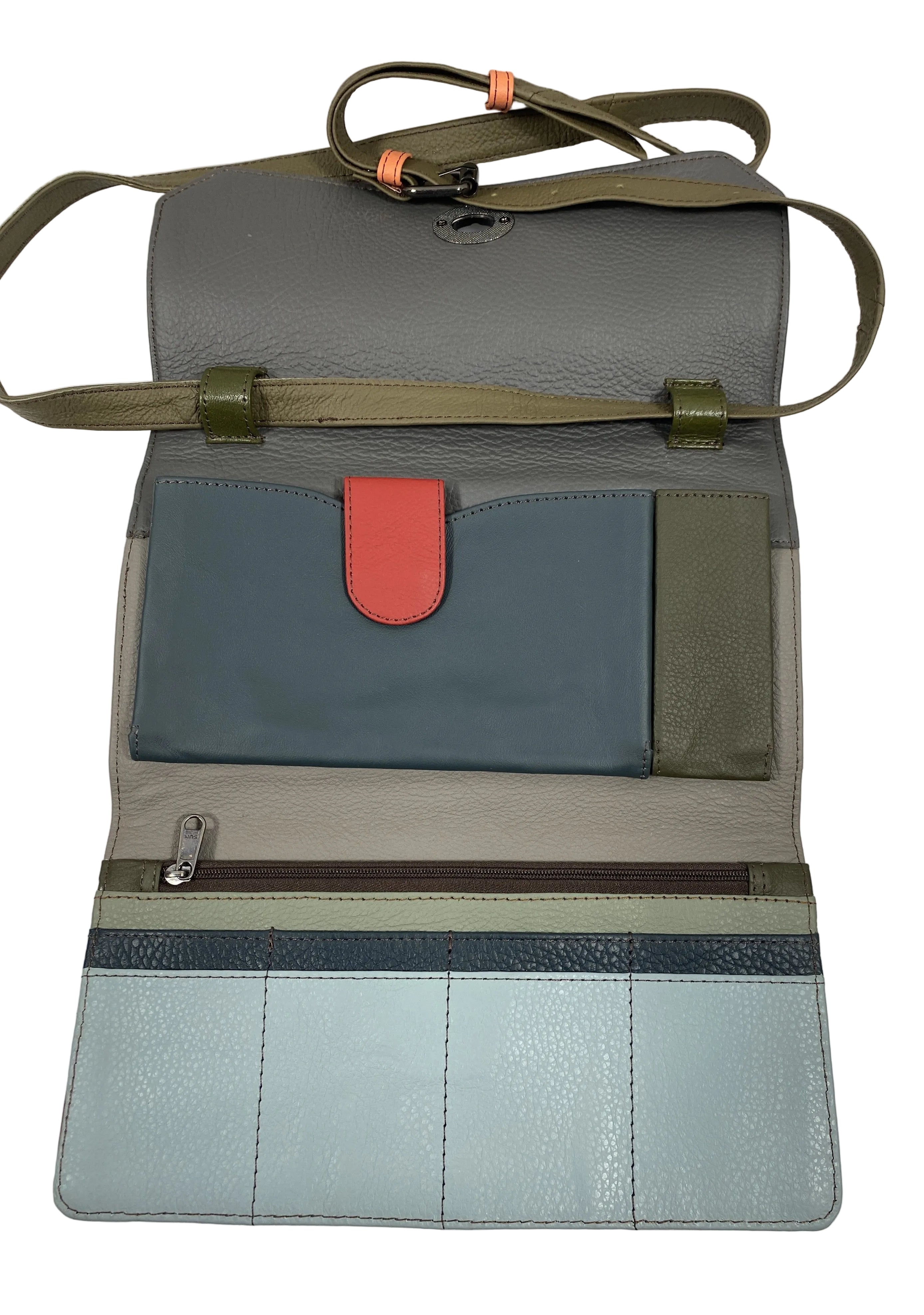 Soruka Red and Brown Leather Ellen Plain Clutch