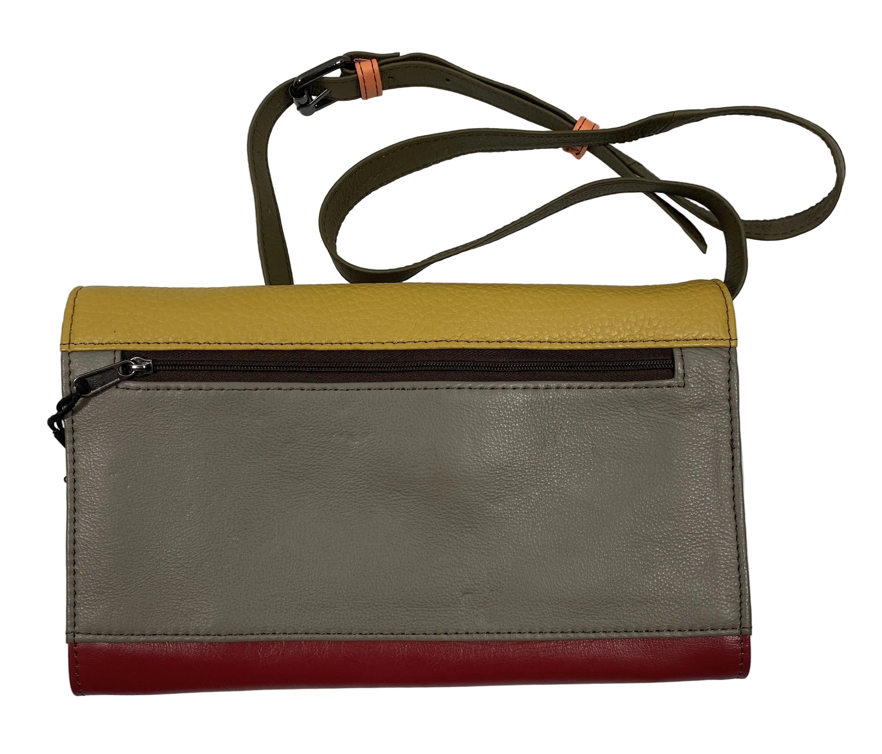Soruka Red and Brown Leather Ellen Plain Clutch