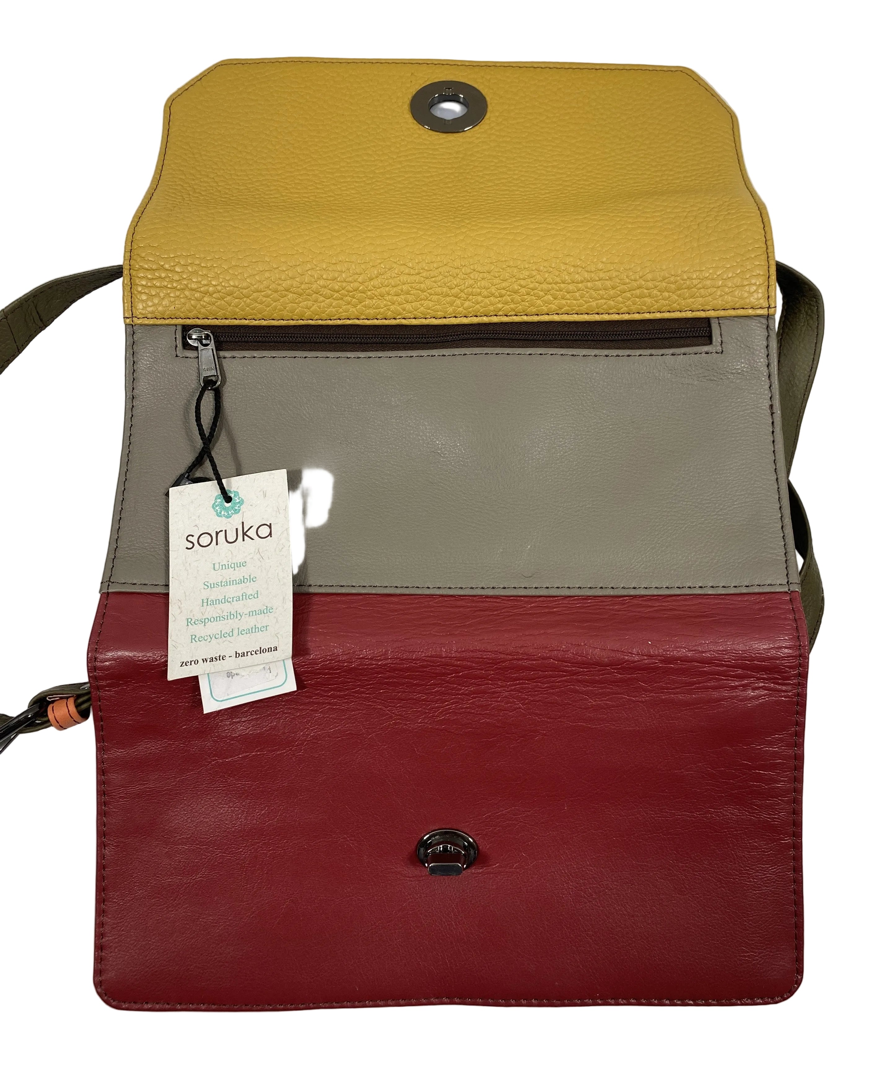 Soruka Red and Brown Leather Ellen Plain Clutch