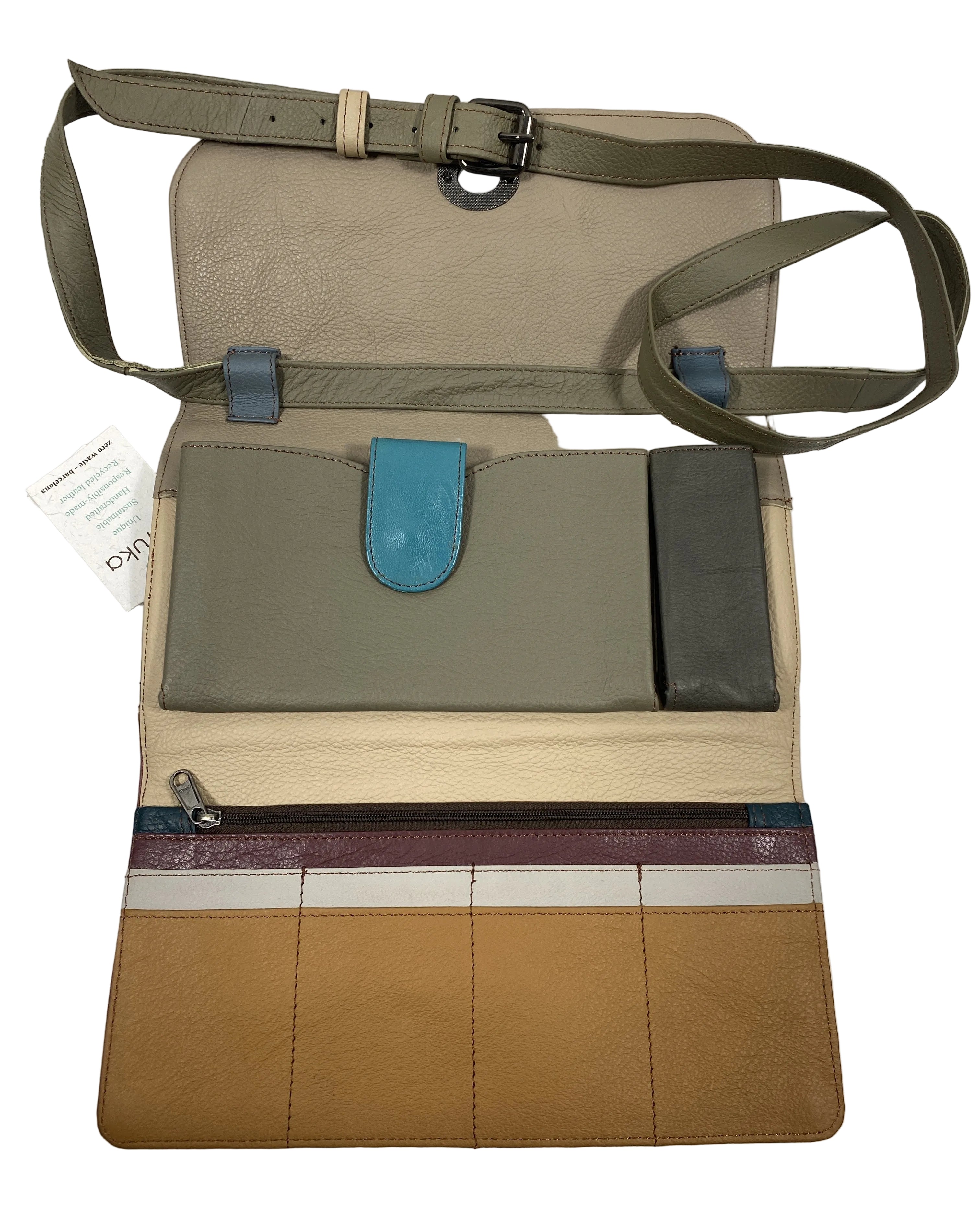 Soruka Maroon and Blue Leather Ellen Plain Clutch