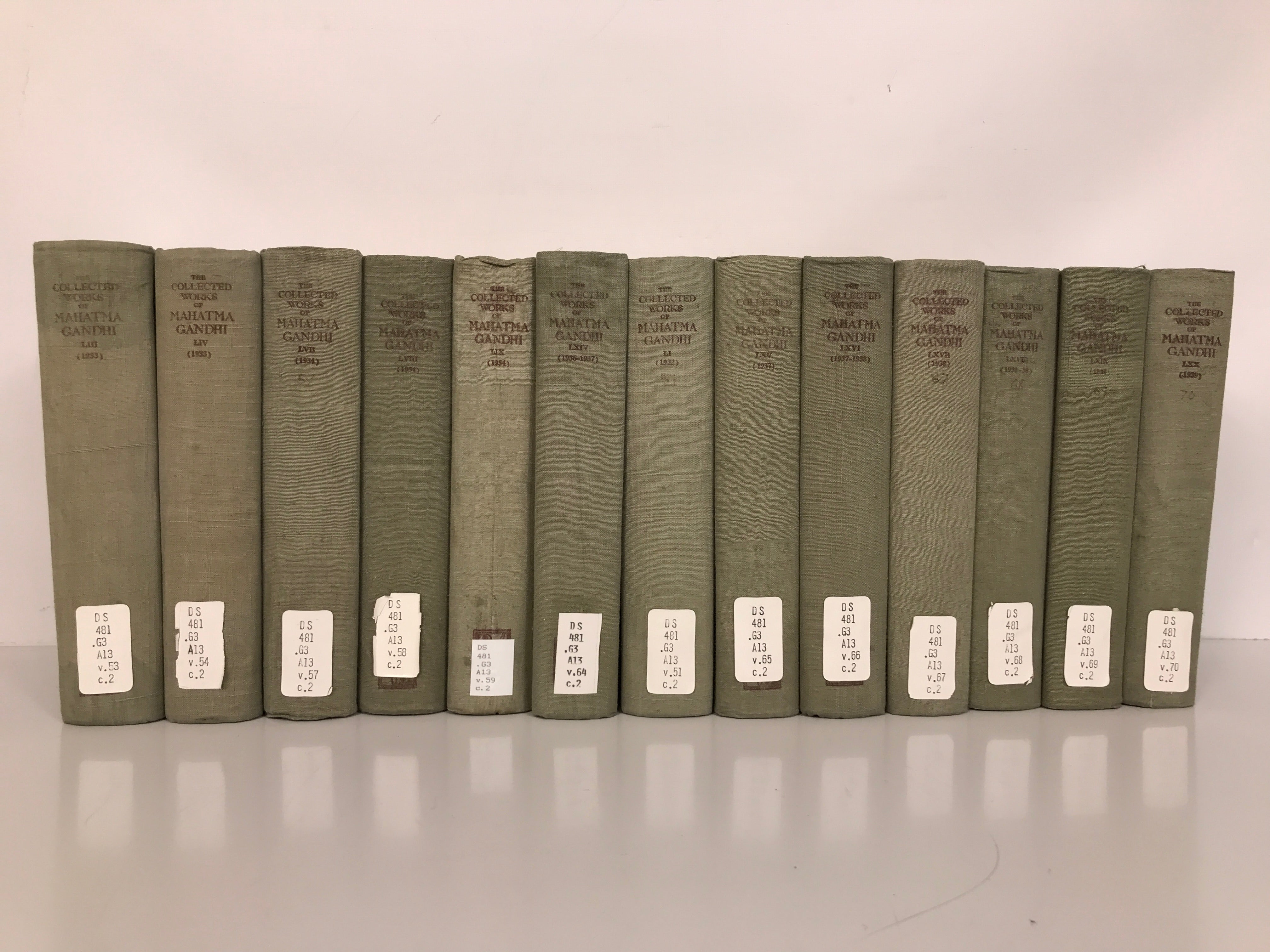 Lot of 26: The Collected Works of Mahatma Gandhi VIII 1908-LXX 1939; 1962HC
