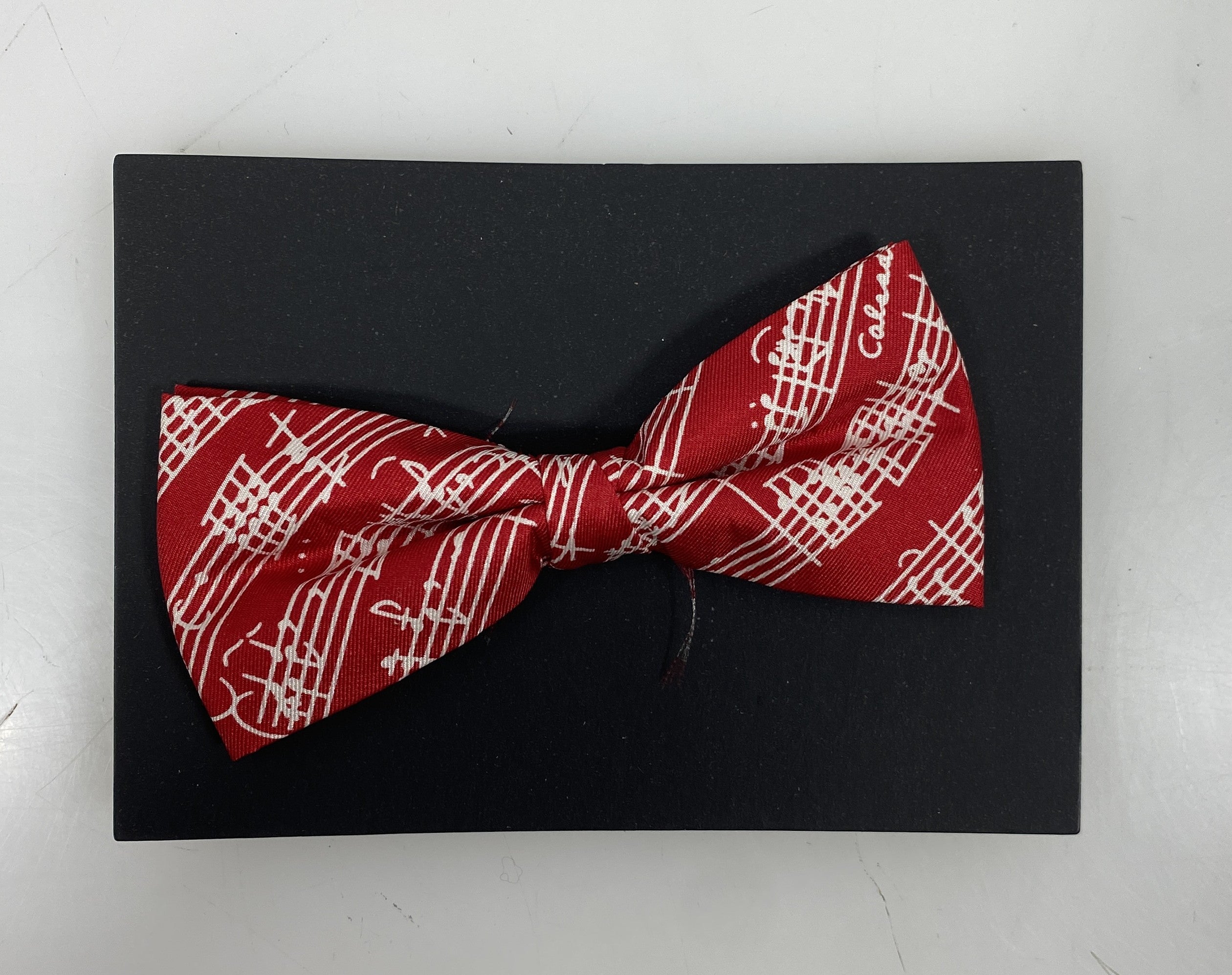 The Music Gifts Company Red And White Mozart Manuscript Silk Bow Tie