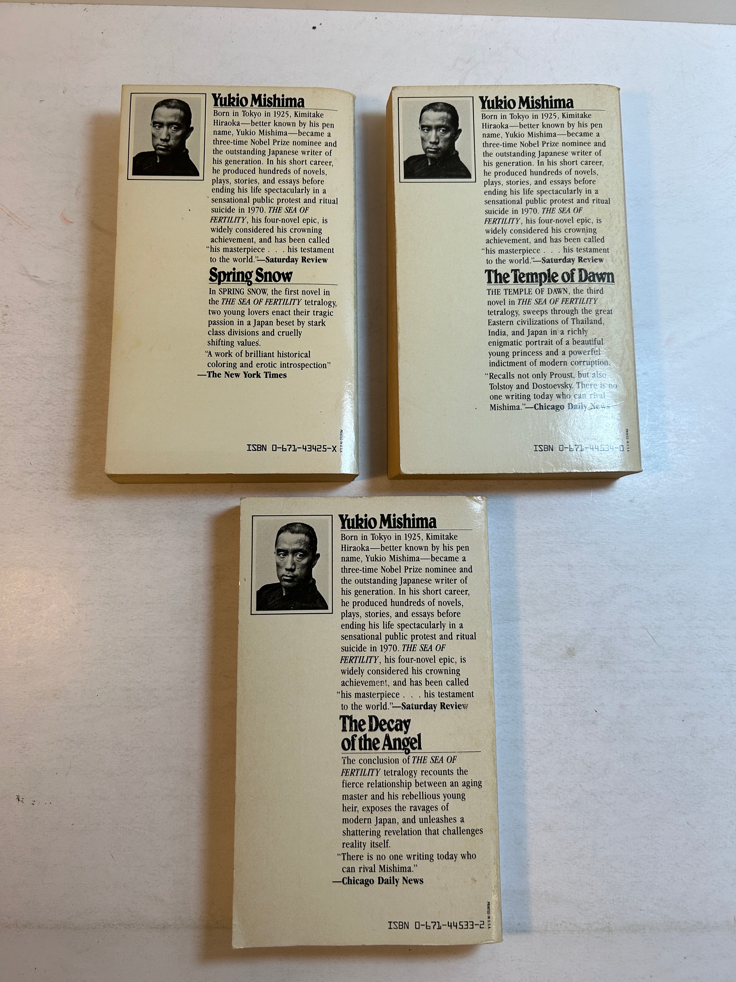 Lot of 3 Yukio Mishima: Spring Snow/Temple of Dawn/Decay of the Angel SC