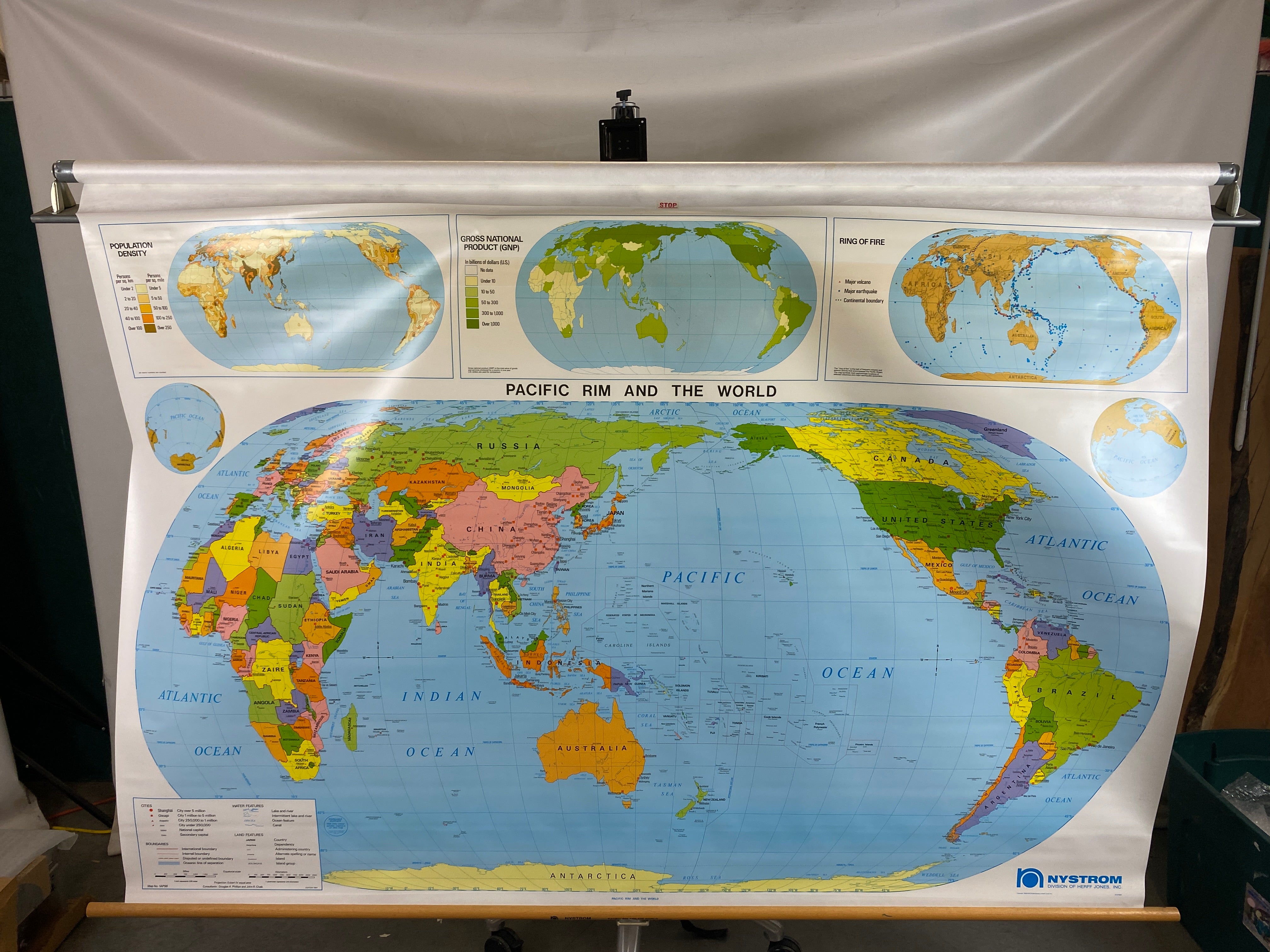 Nystrom Pacific Rim and the World Pull Down Map