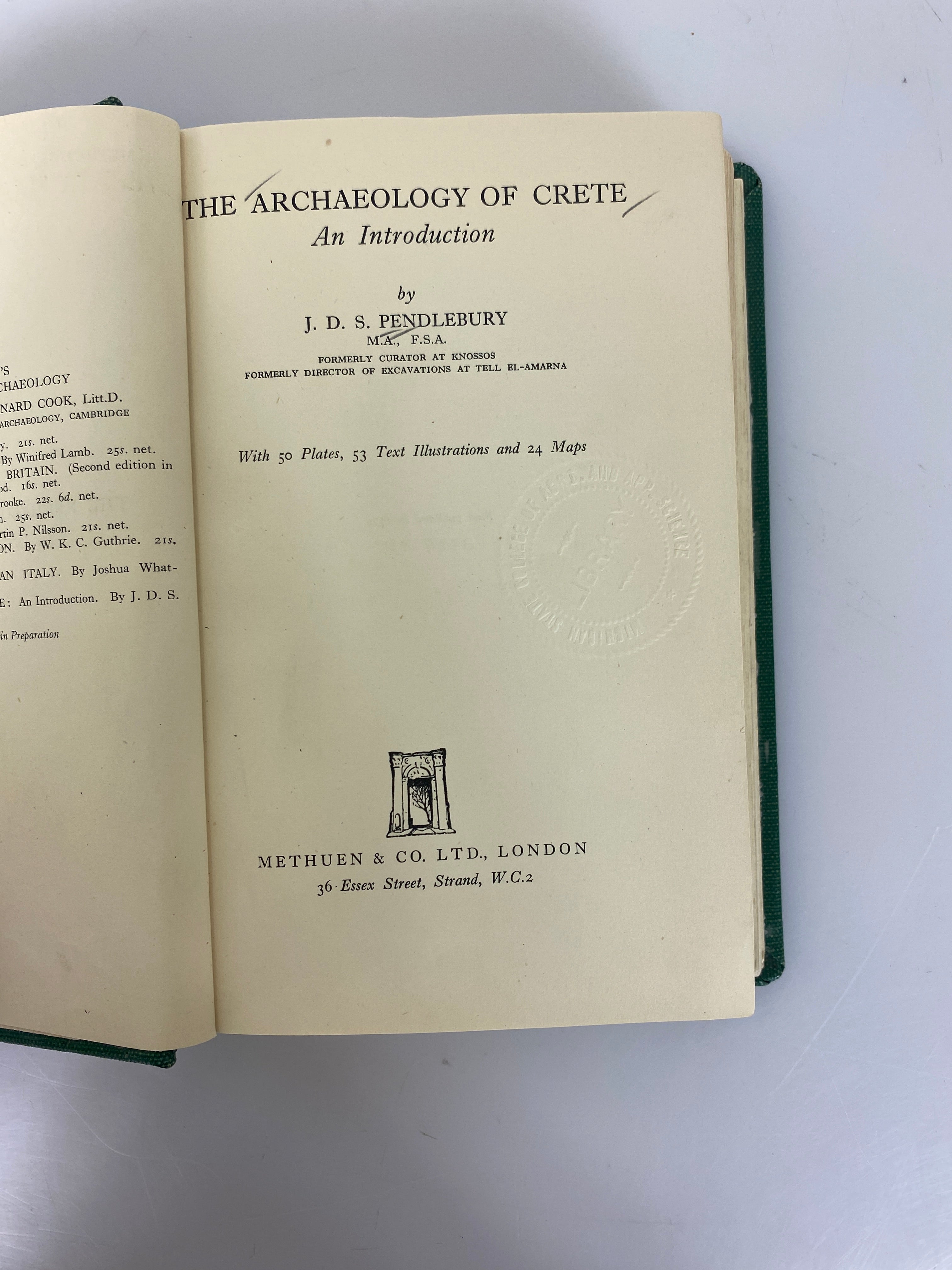 The Archaeology of Crete by Pendlebury Ex-library 1939 HC