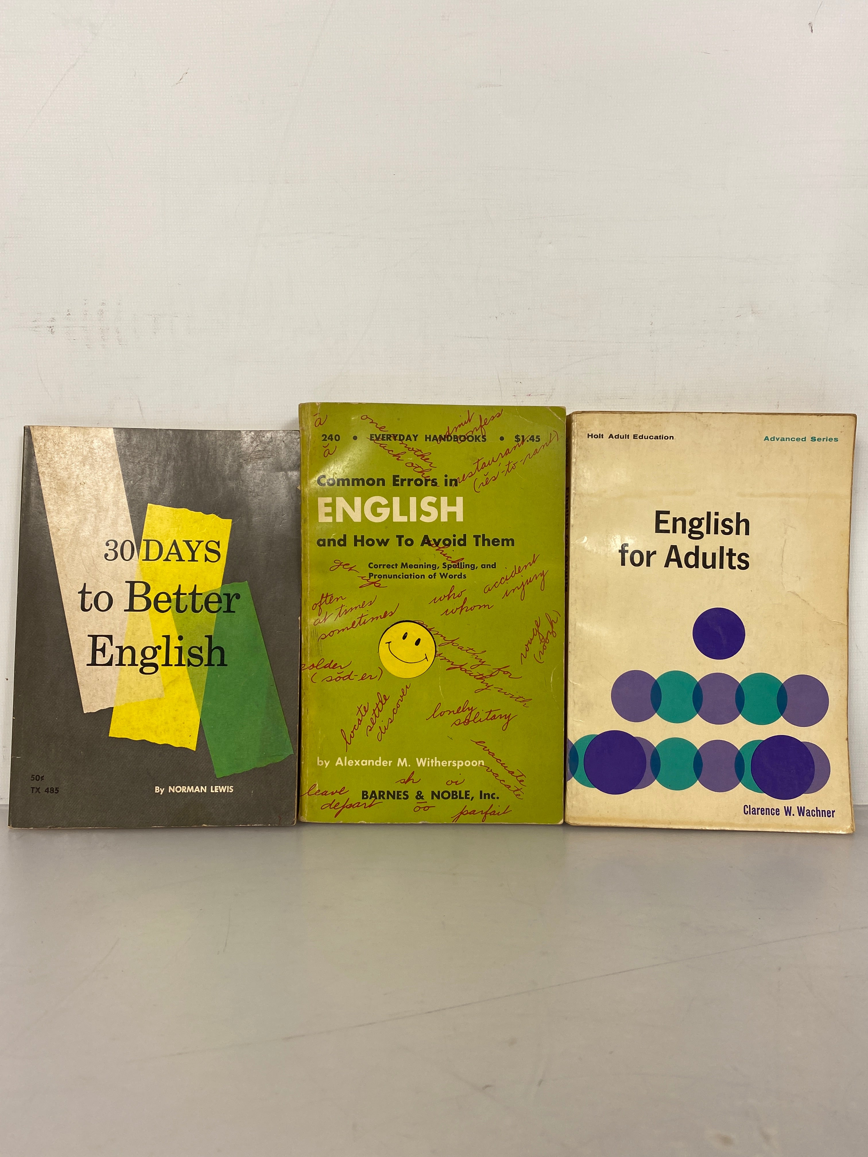 Lot of 3 English Study Books for Adults 1956-1966 SC