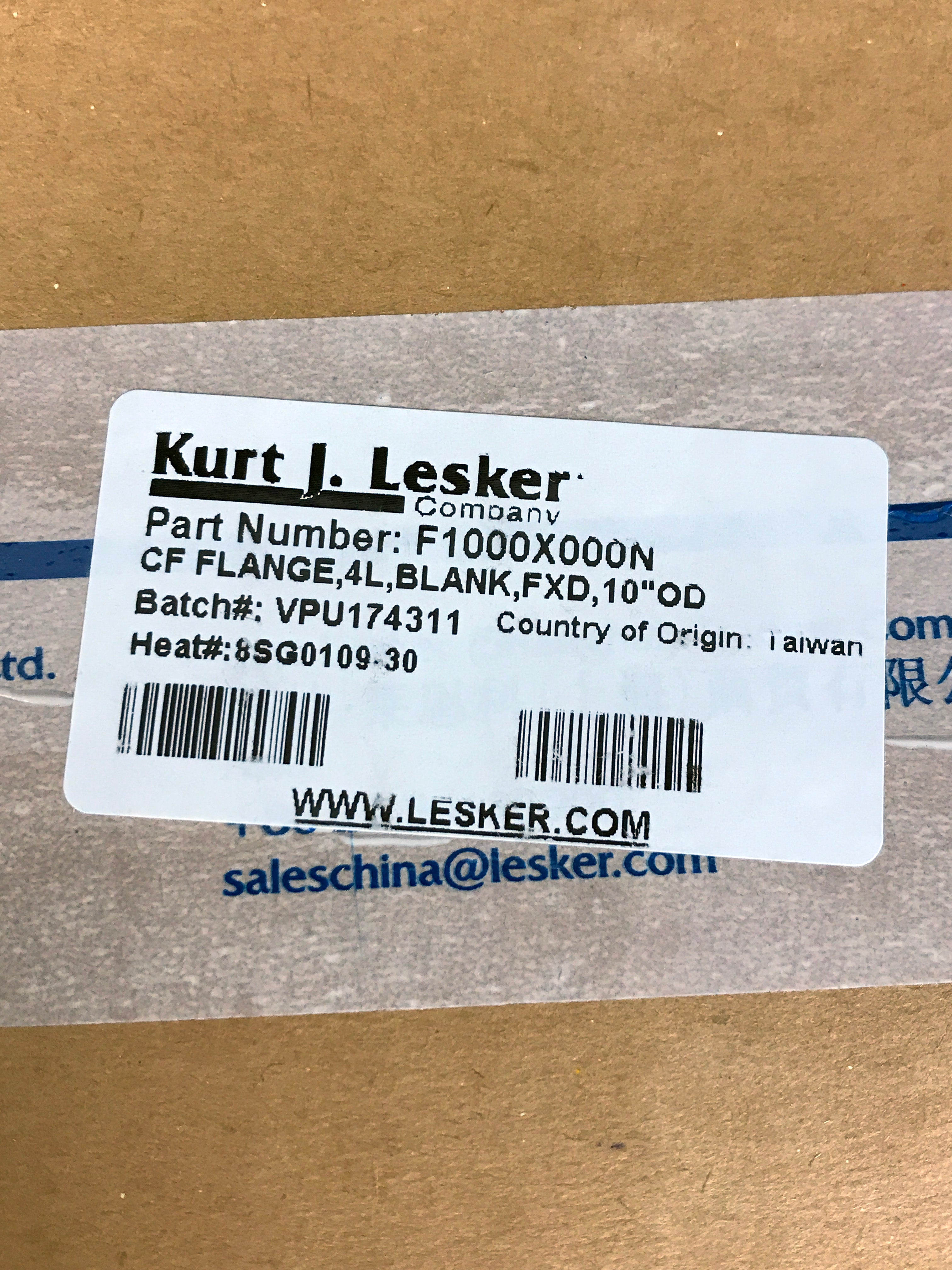 Box of 2 Kurt Lesker 10" Conflat Fixed Blank Flanges F1000X000N *NEW*