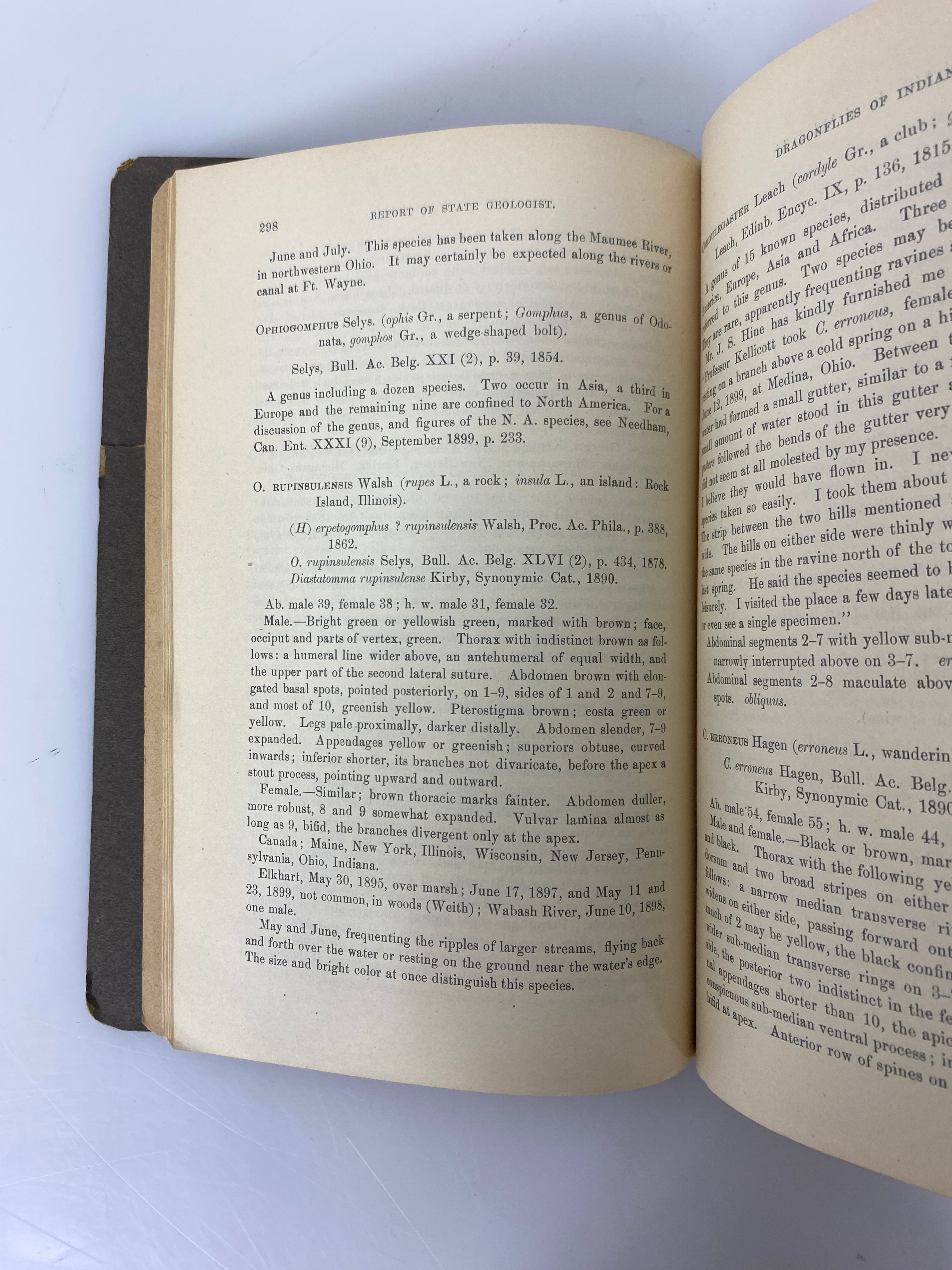 The Dragonflies of Indiana by Williamson Ex-library 1899 HC