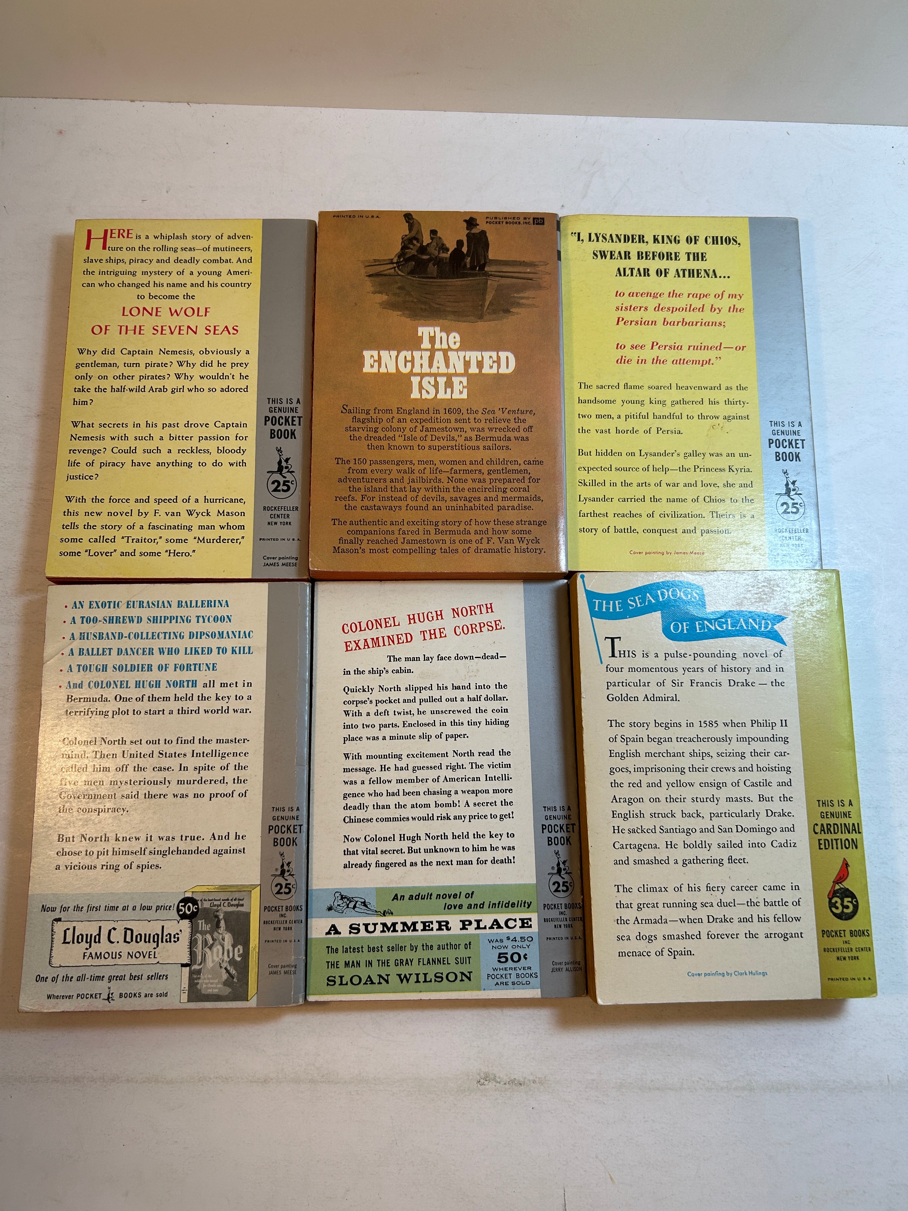 Lot of 6 F. Van Wyck Mason 1st Print Pocket Books/Cardinal 1956-63 SC