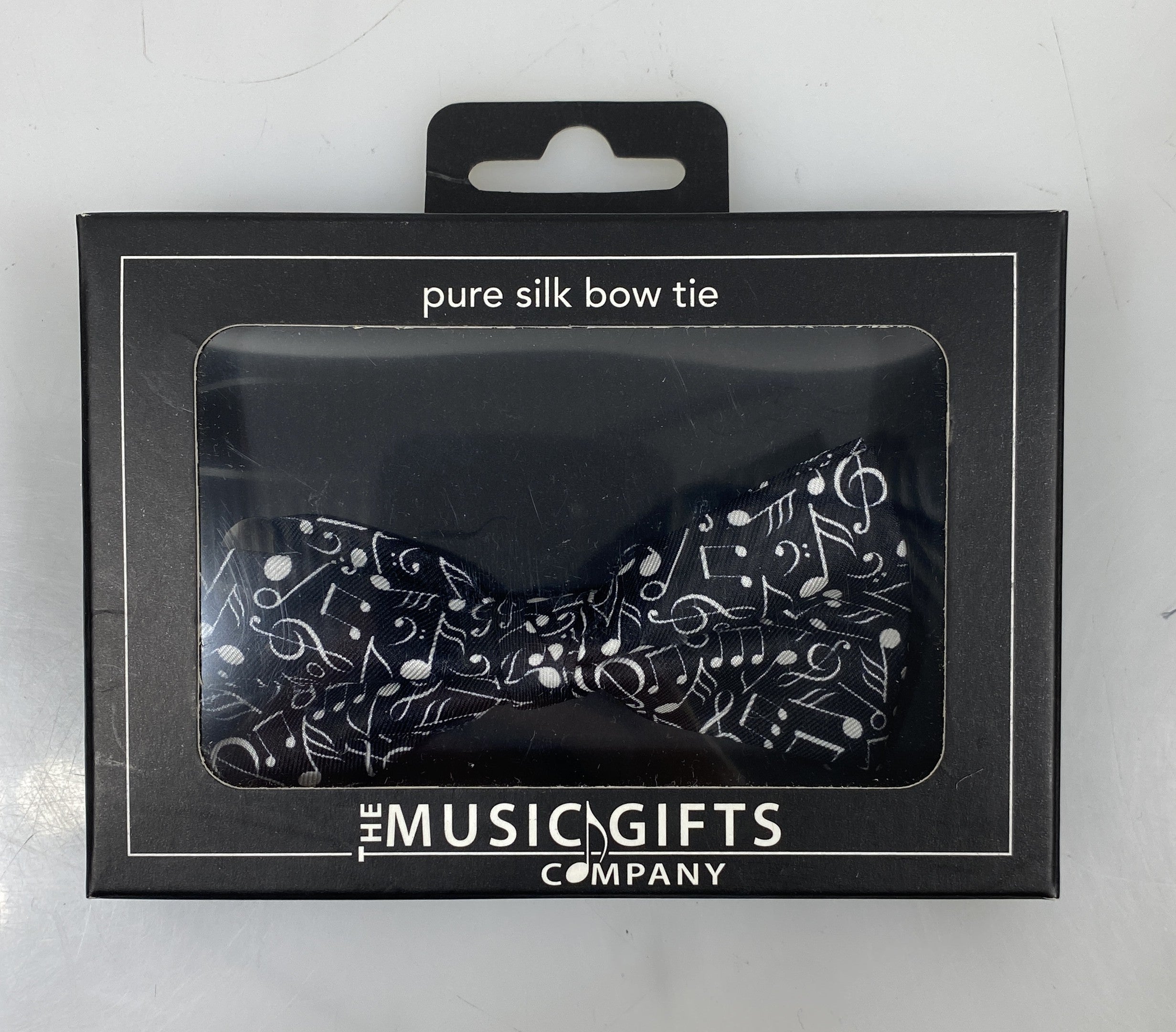 The Music Gifts Company Black And White Music Notes Silk Bow Tie
