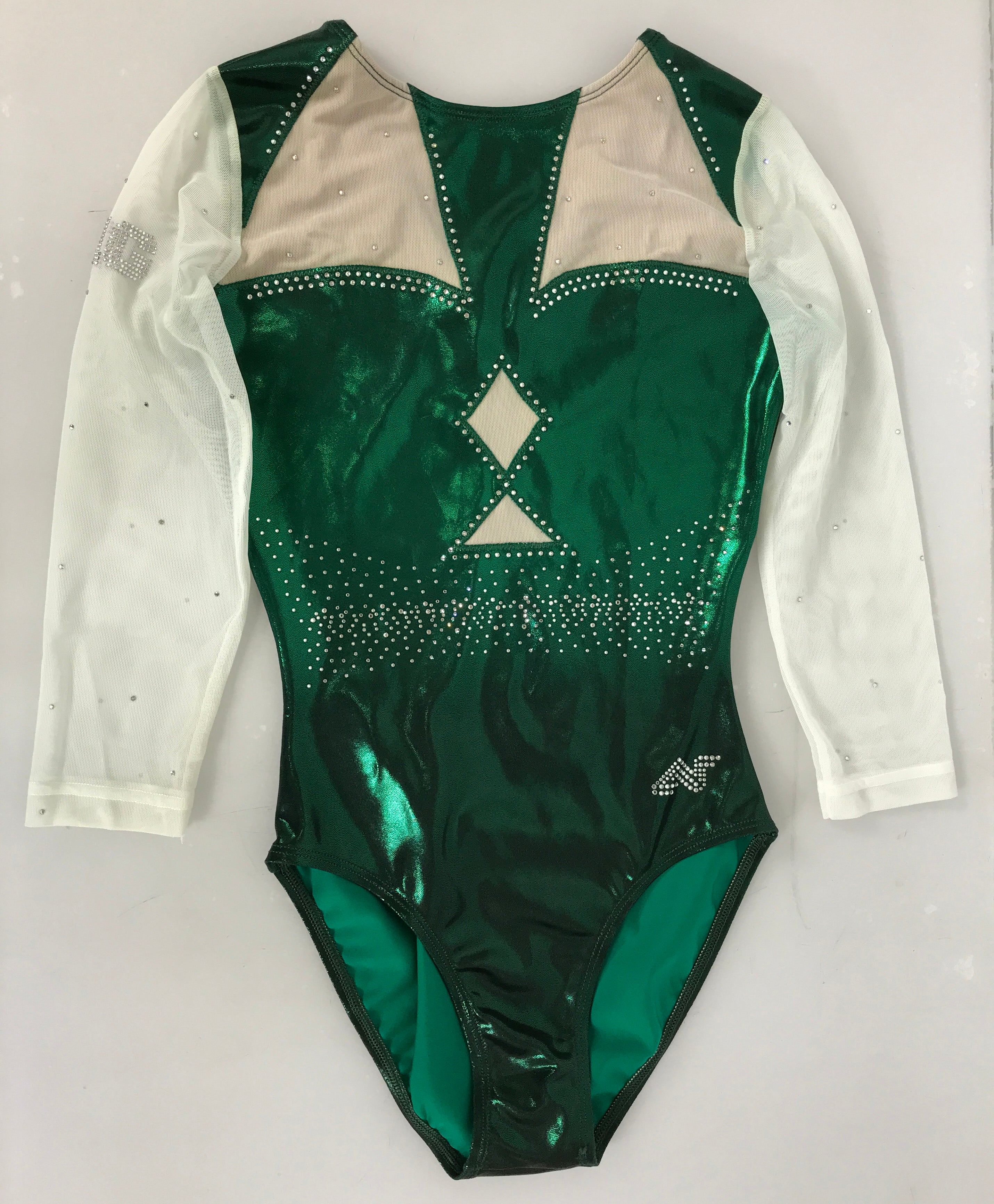 Alpha Factor Green Long Sleeve Gymnastics Leotard Women's Size AME