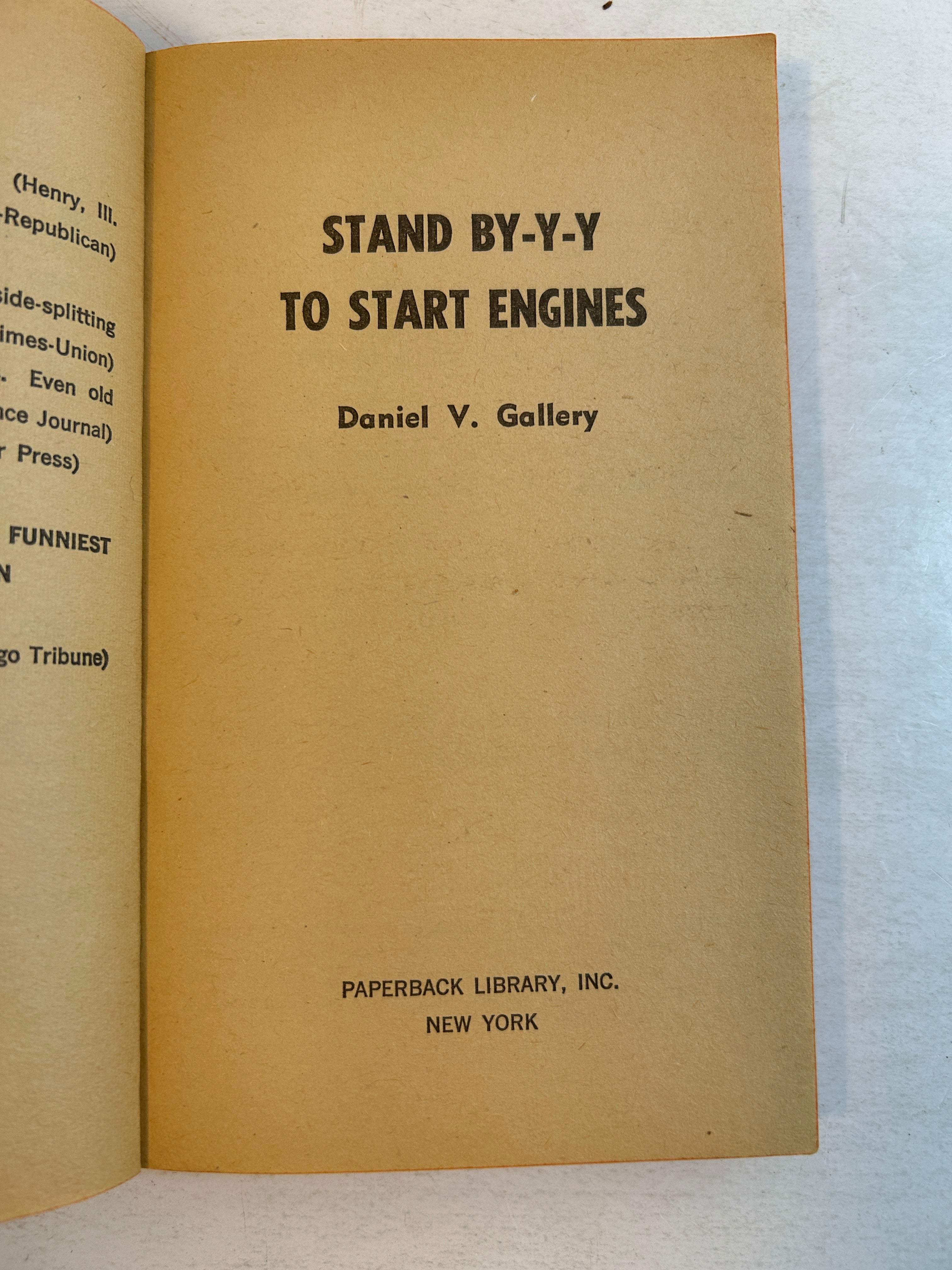Lot of 2 Daniel V. Gallery Comedies: Clear the Decks/Stand By-y-y 1967 SC