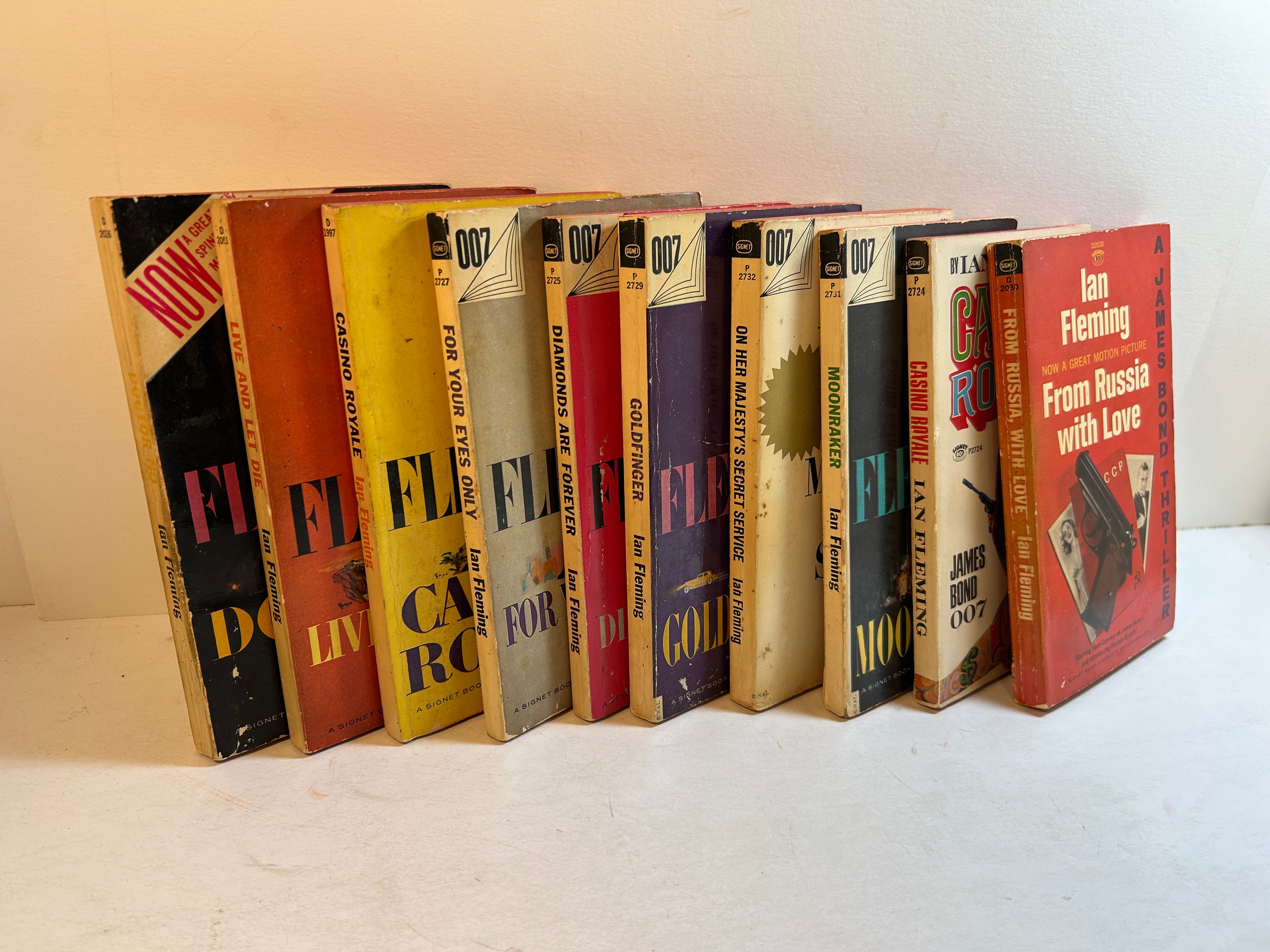 Lot of 10 James Bond Thrillers by Ian Fleming Vintage Signet 1950-60's SC