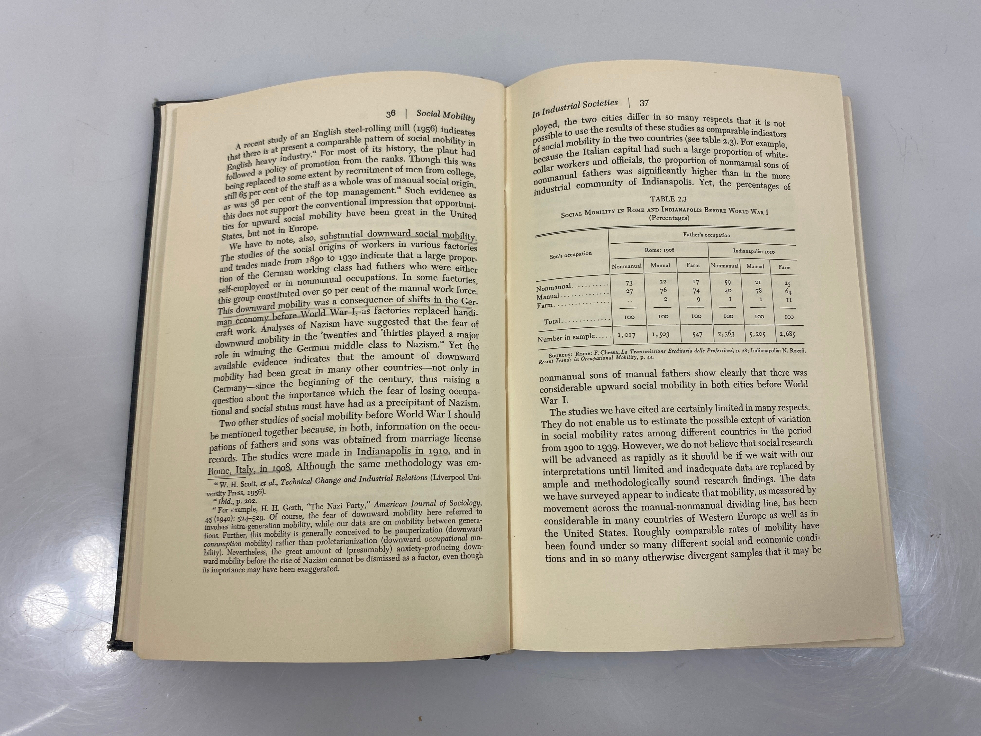 Social Mobility in Industrial Society Lipset/Bendix Ex-library 1967 HC