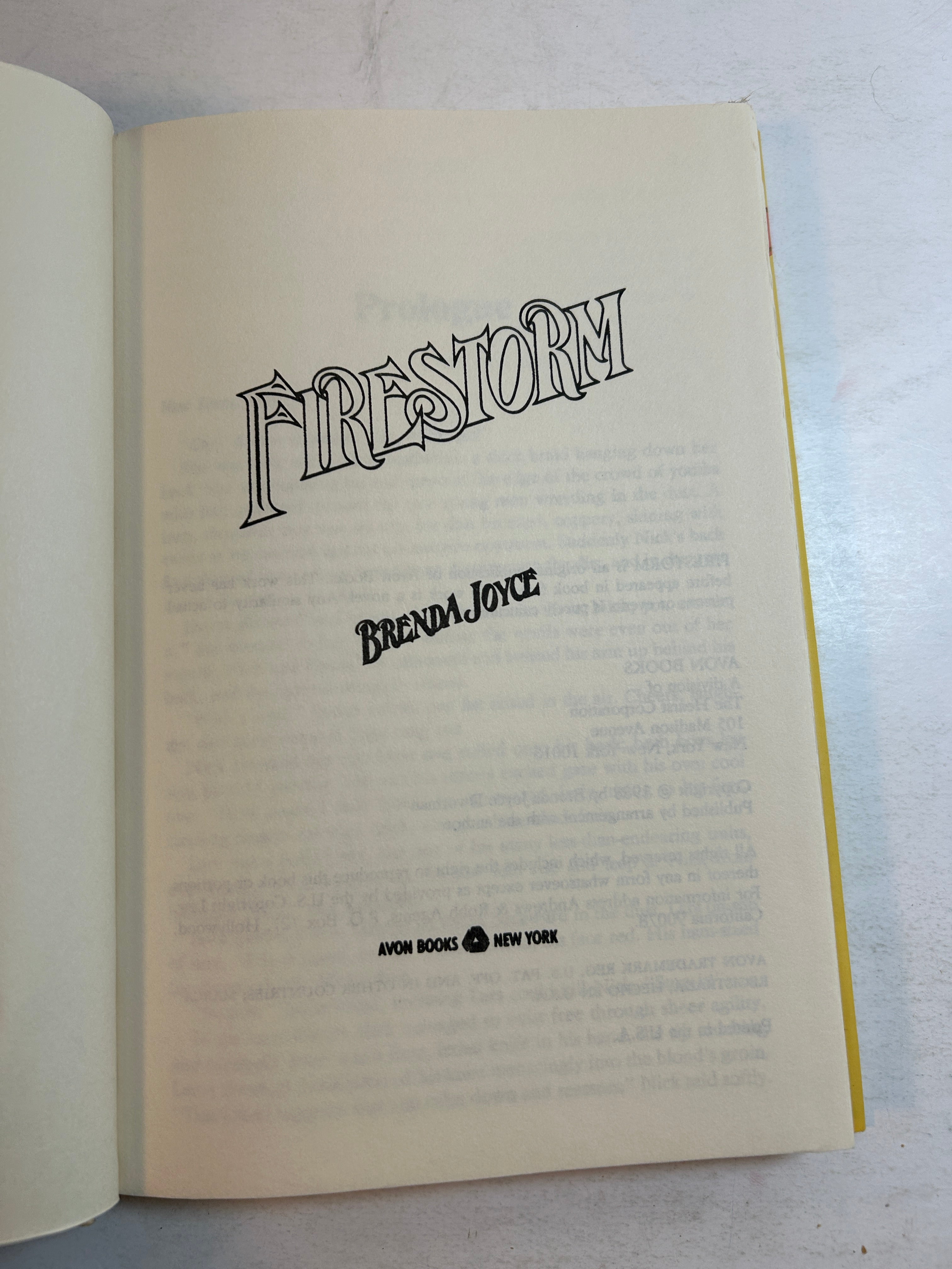 Firestorm by Brenda Joyce Vintage Avon Romance 1988 HCDJ BCE