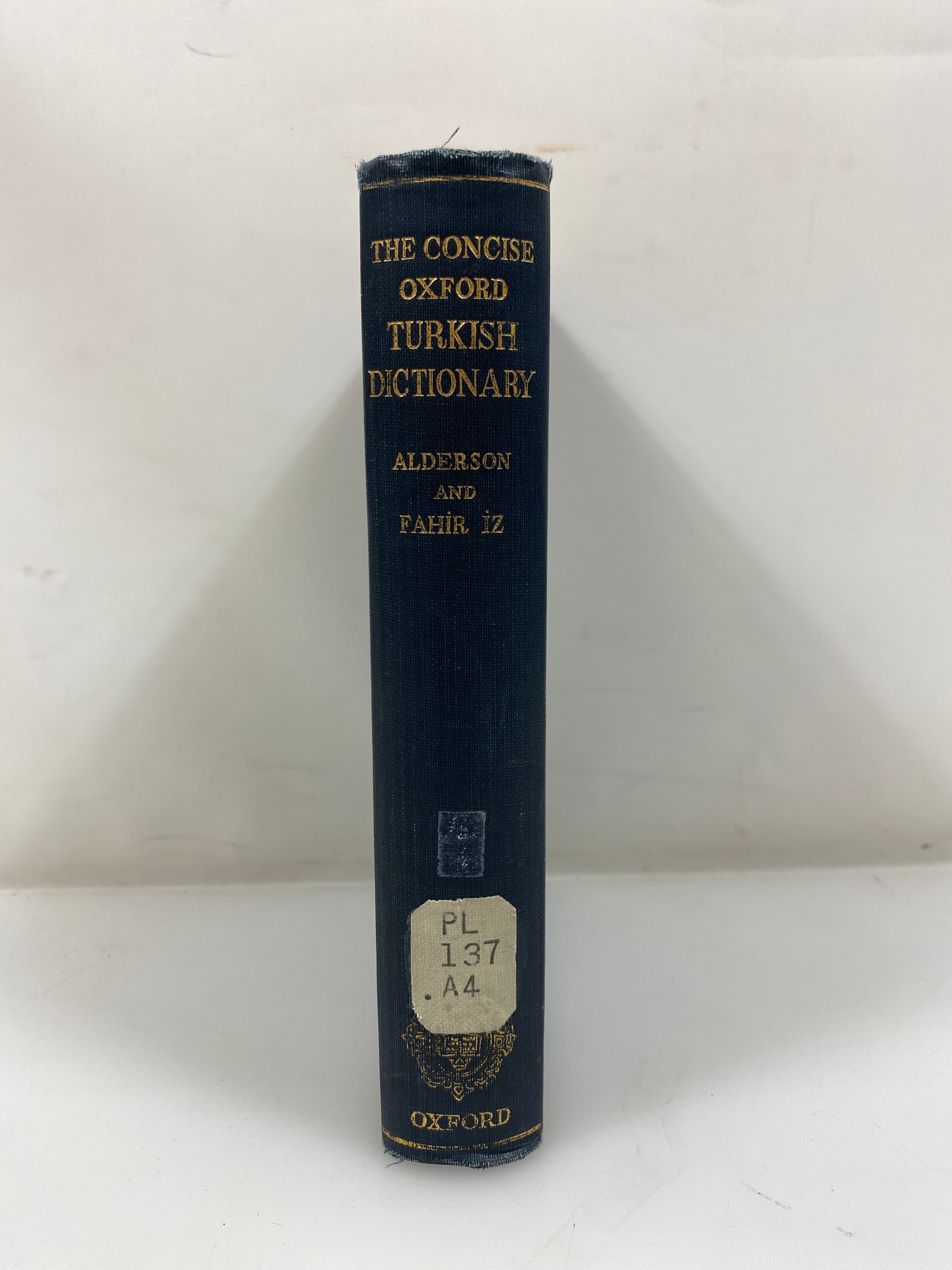 The Concise Oxford Turkish Dictionary by Alderson/Iz Ex-library 1959 HC