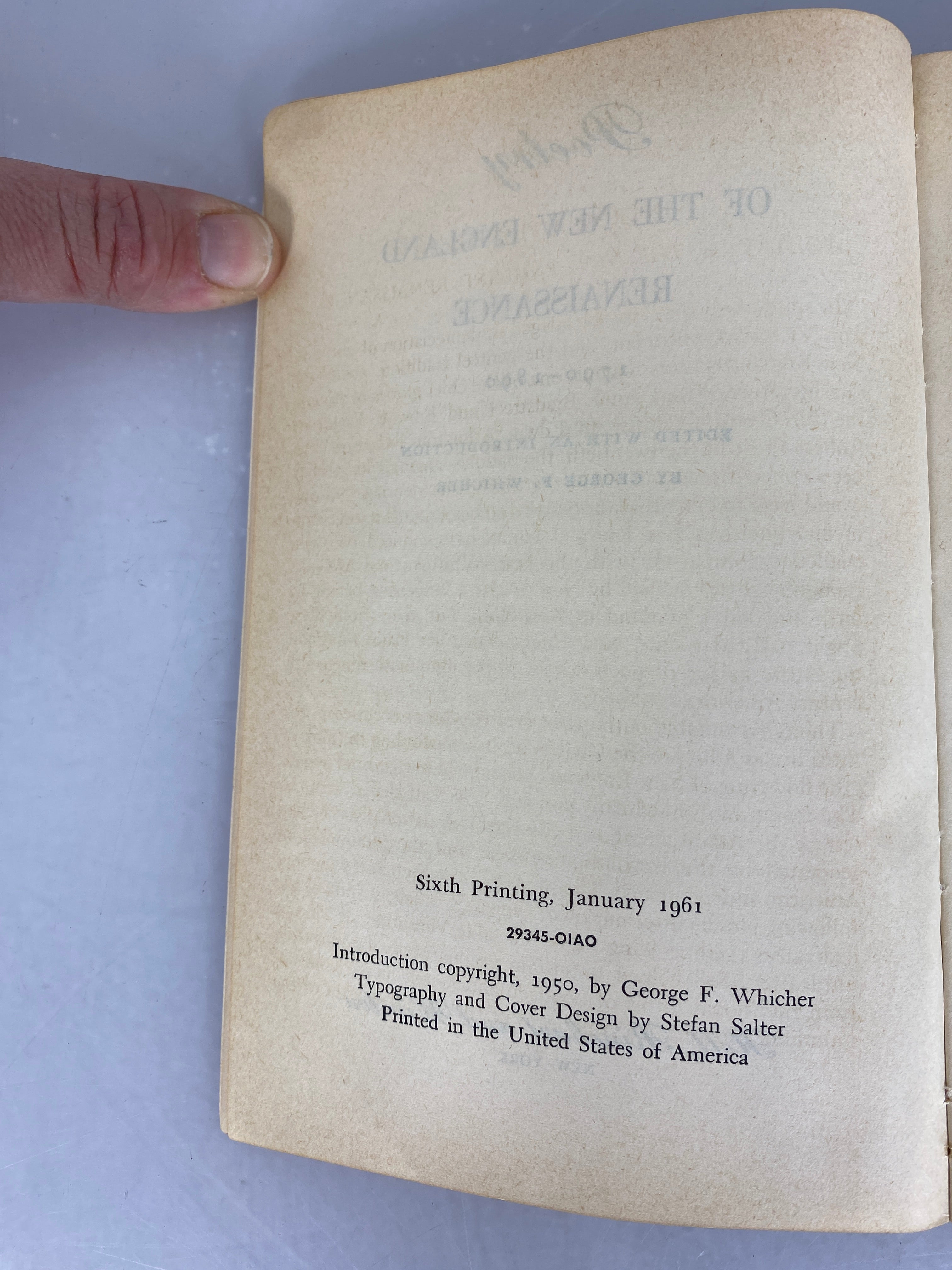 Poetry of the New England Renaissance 1790-1890 Rinehart Editions 1961 SC