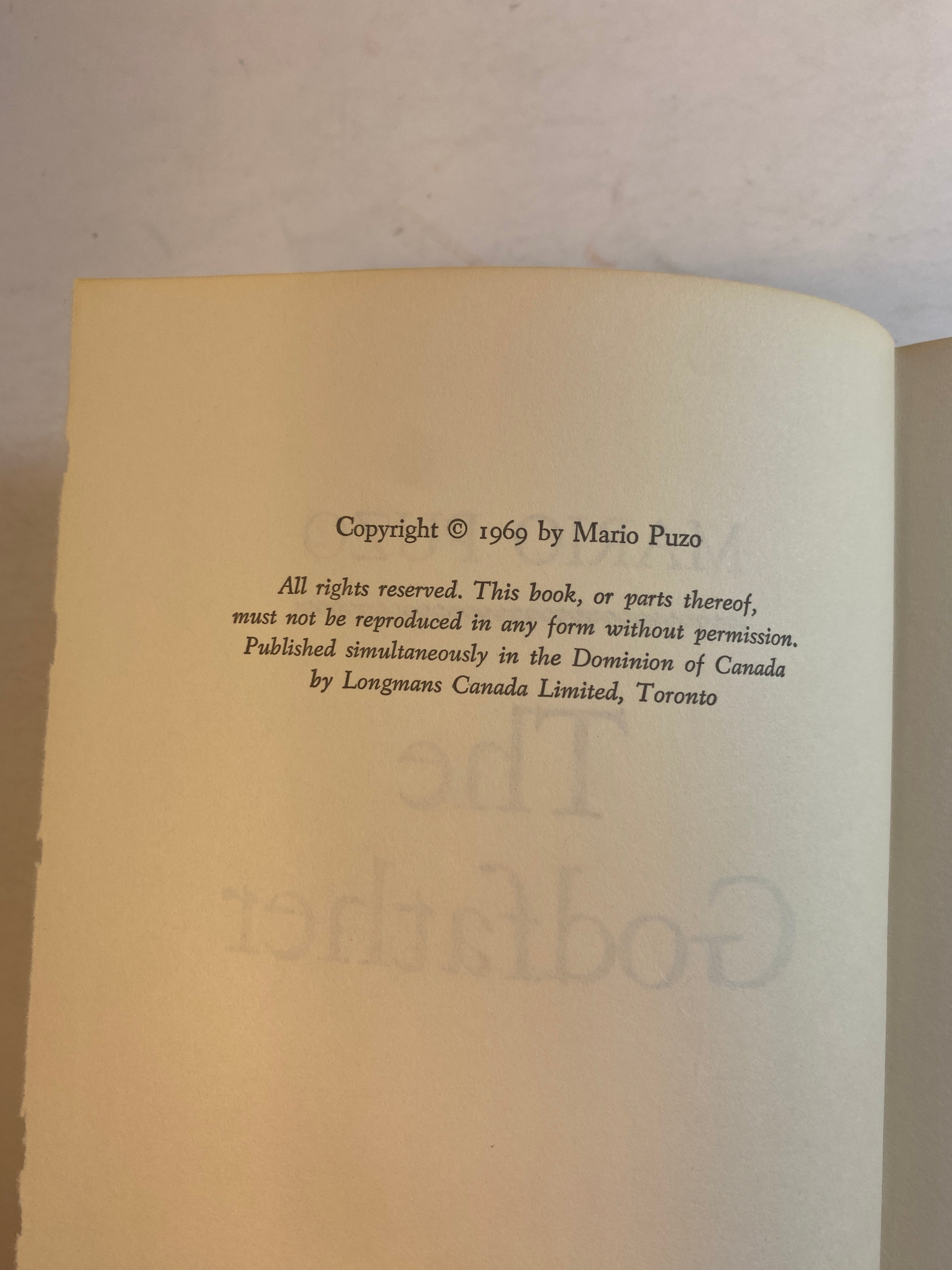 The Godfather Mario Puzo HC 1969