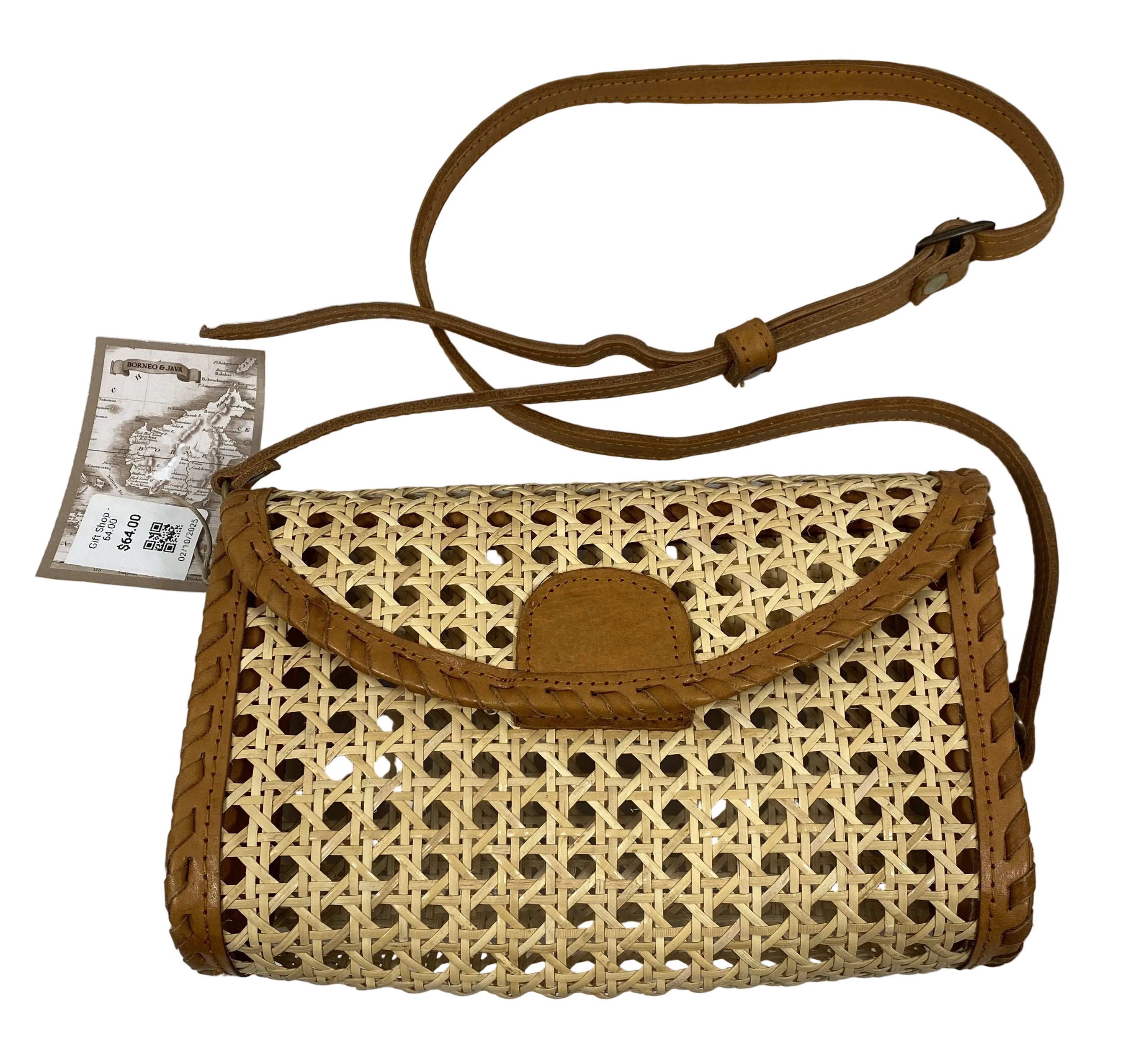 The Winding Road Brown Rattan Clutch With Leather