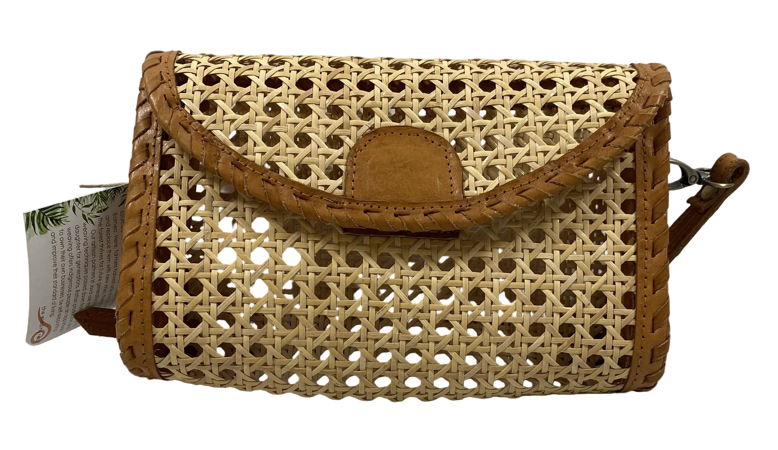 The Winding Road Brown Rattan Clutch With Leather
