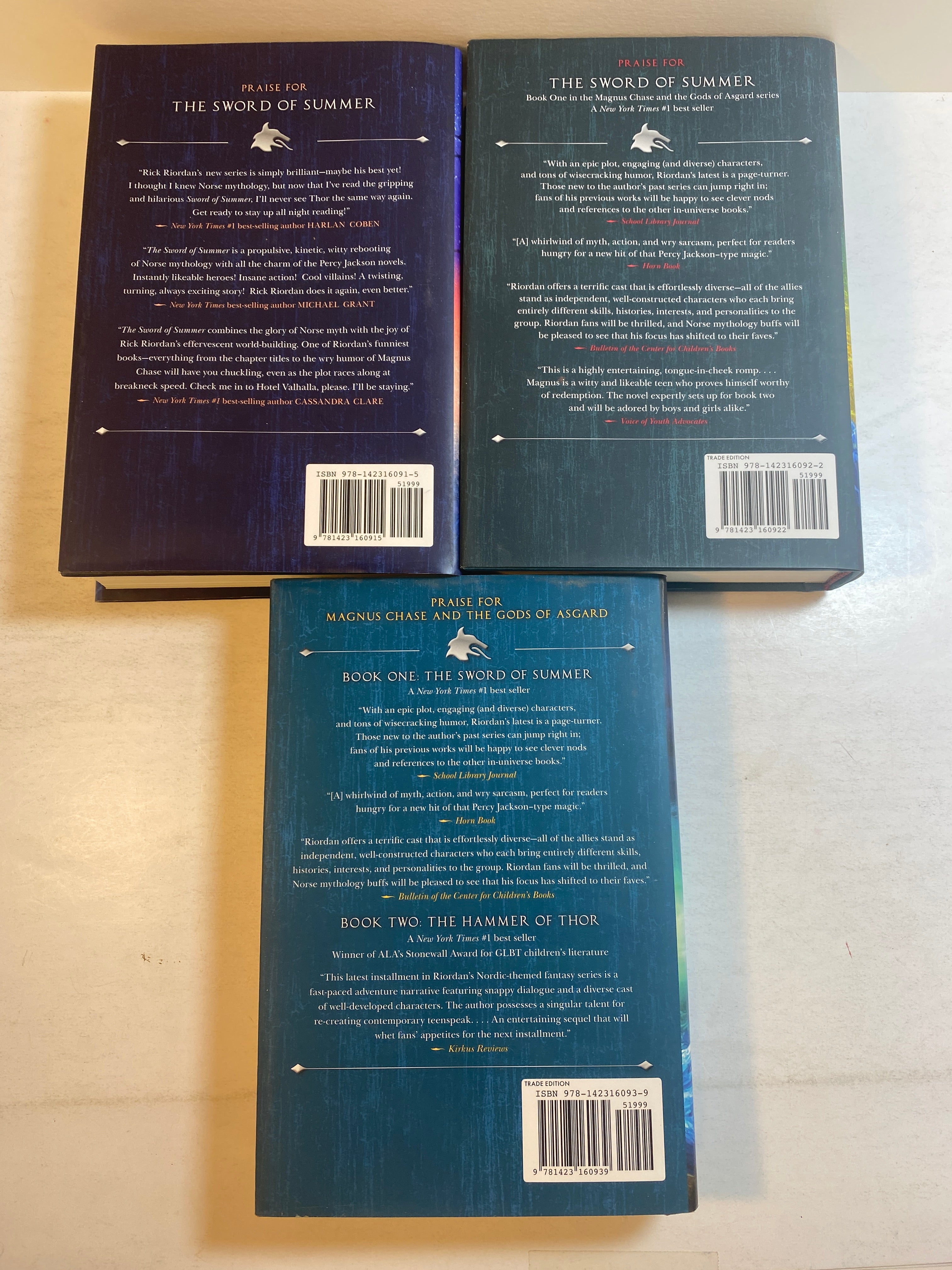 Set of 3 Magnus Chase Books HCDJ Rick Riordan 2015-2017