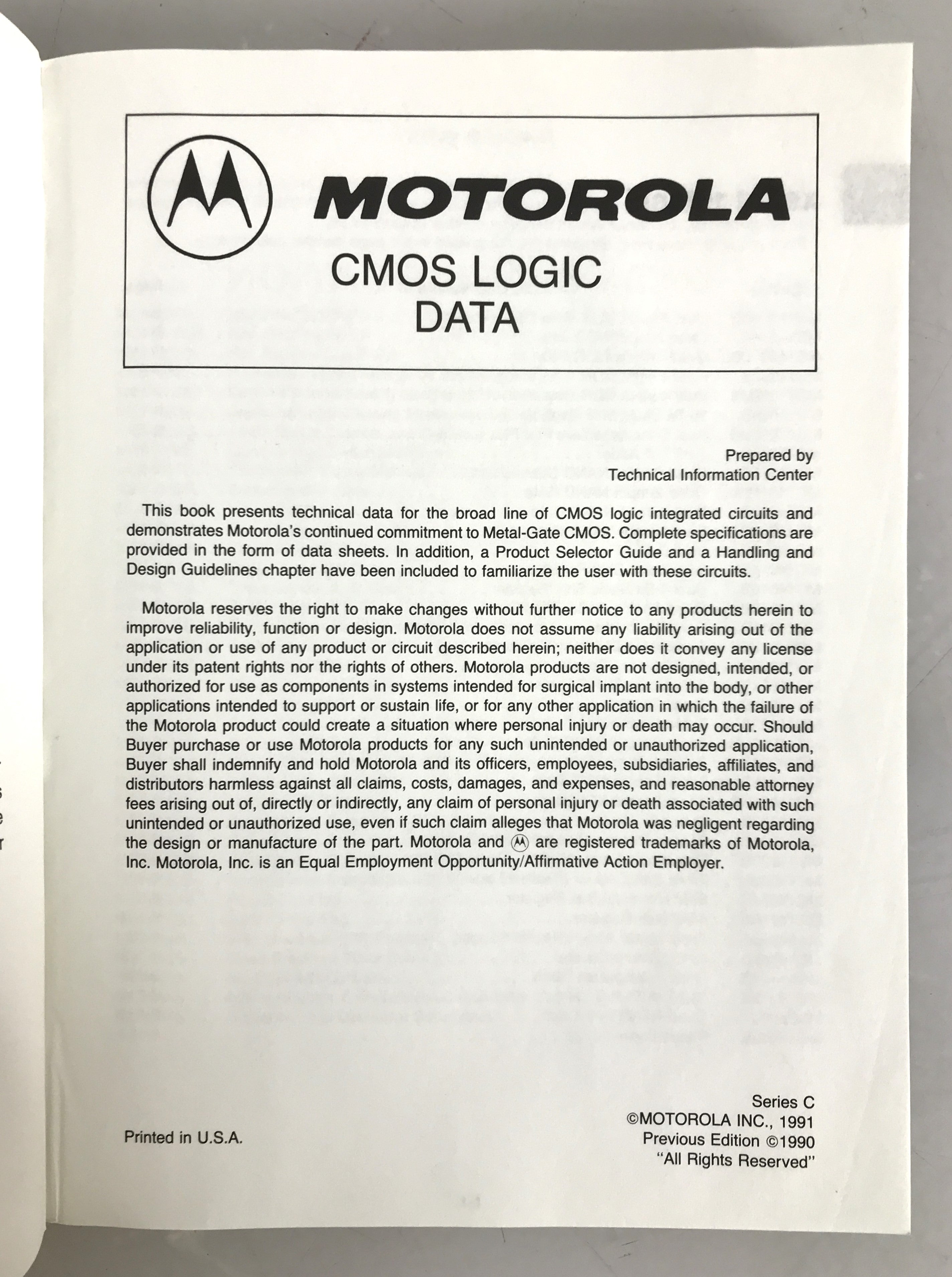 Motorola CMOS Logic Data 1991 SC