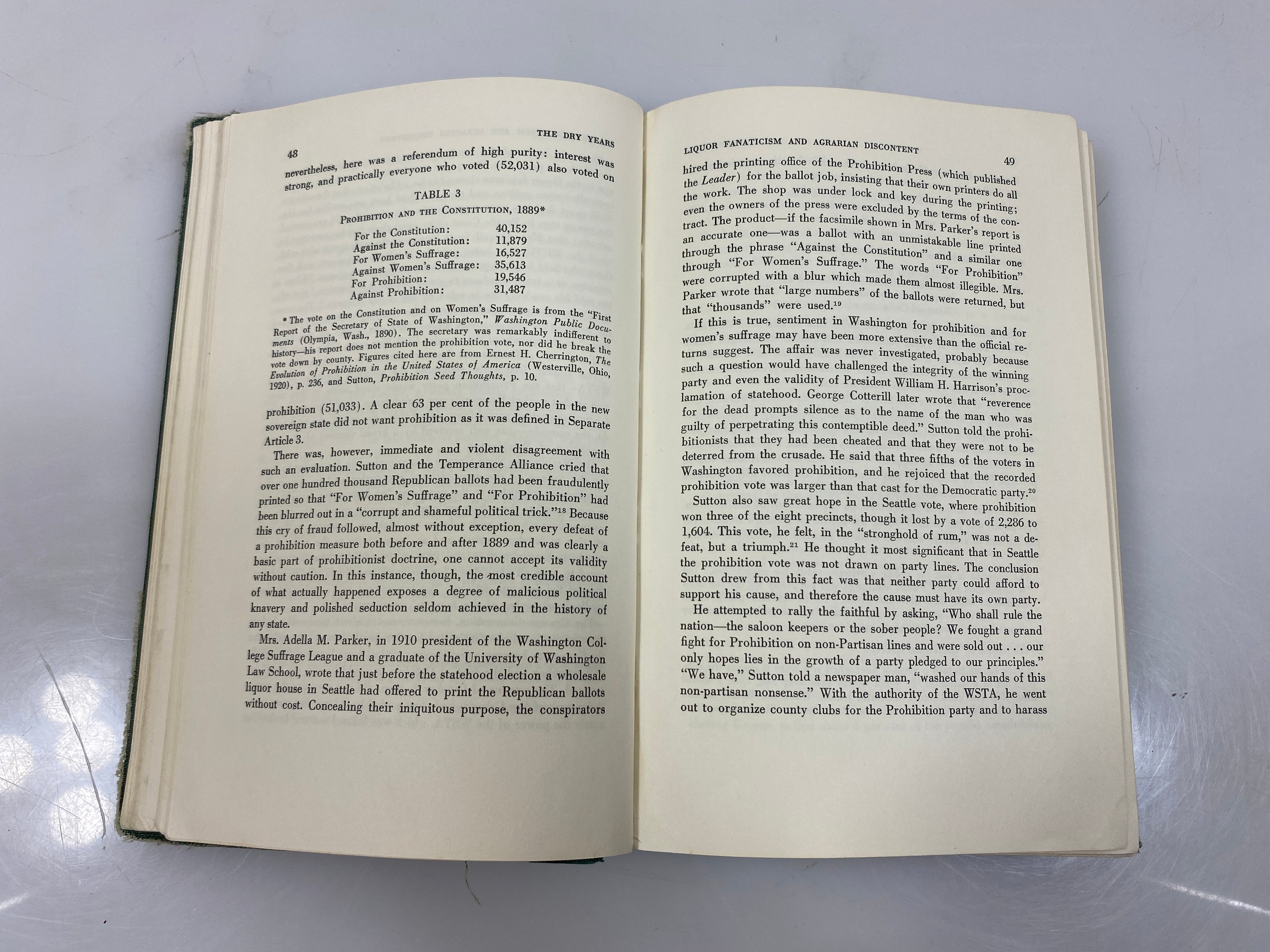 The Dry Years Prohibition and Social Change in Washington Ex-library 1965 HC
