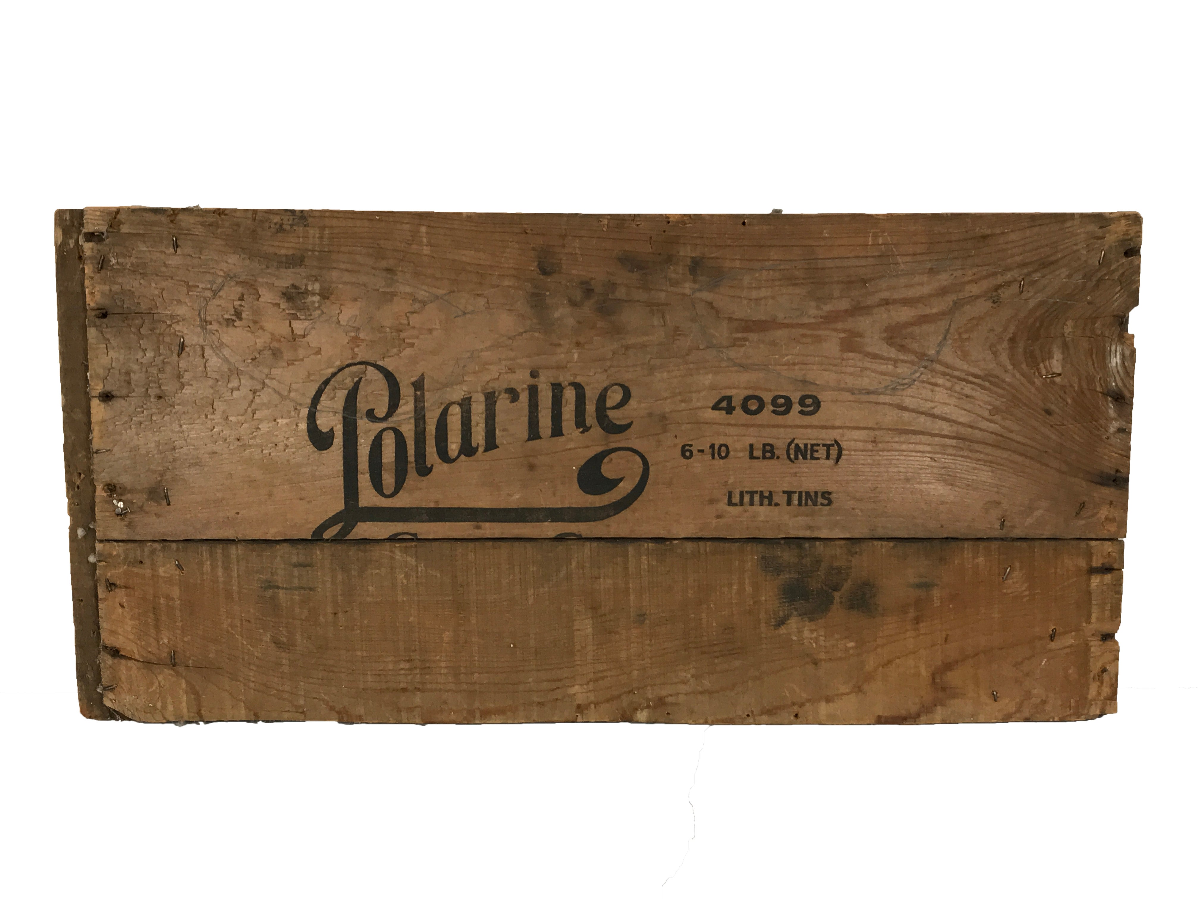 Antique POLARINE Wooden Sign from Oil/Grease Can Shipping Crate