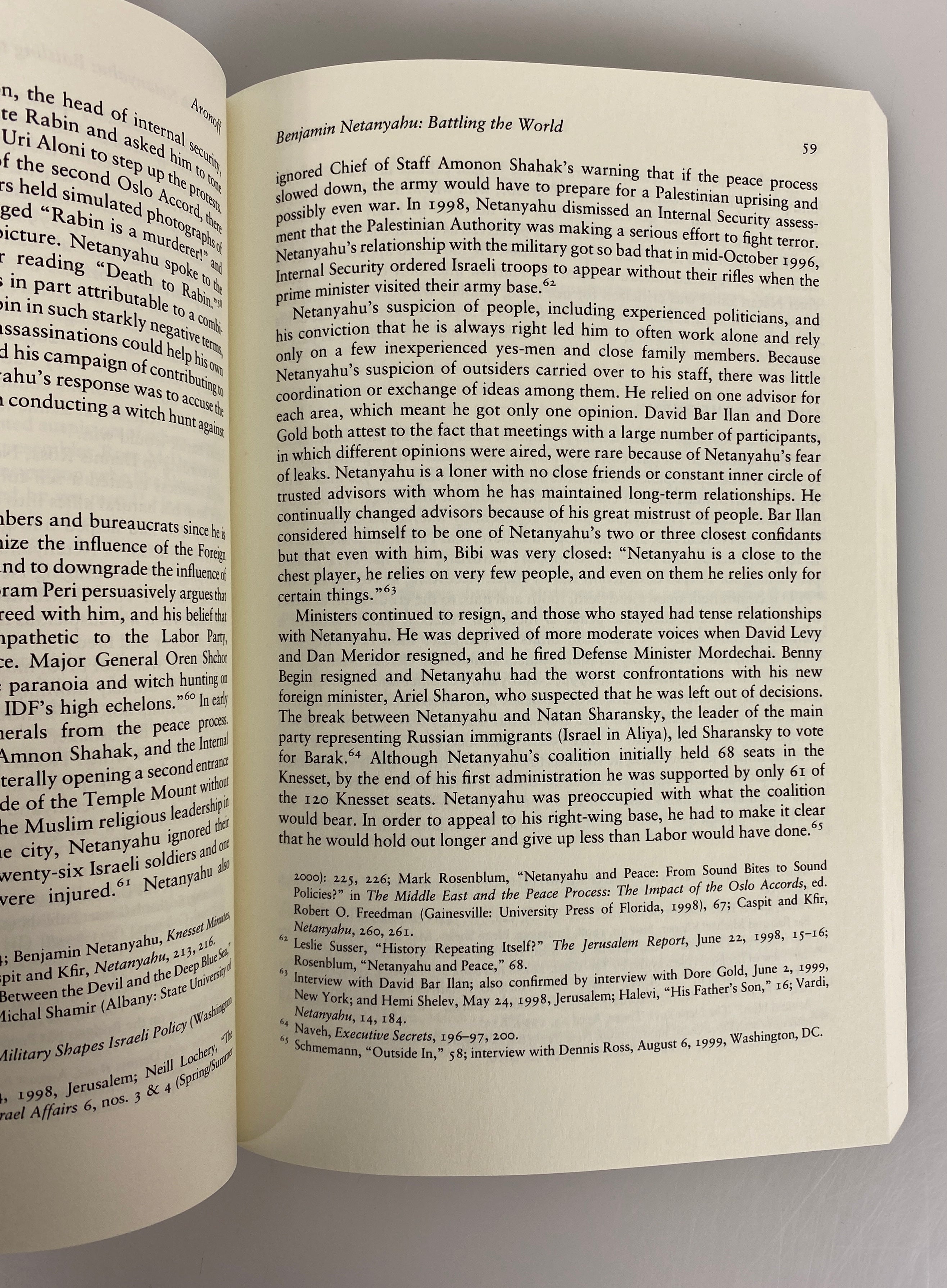 The Political Psychology of Israeli Prime Ministers Yael Aronoff Signed 2014 SC