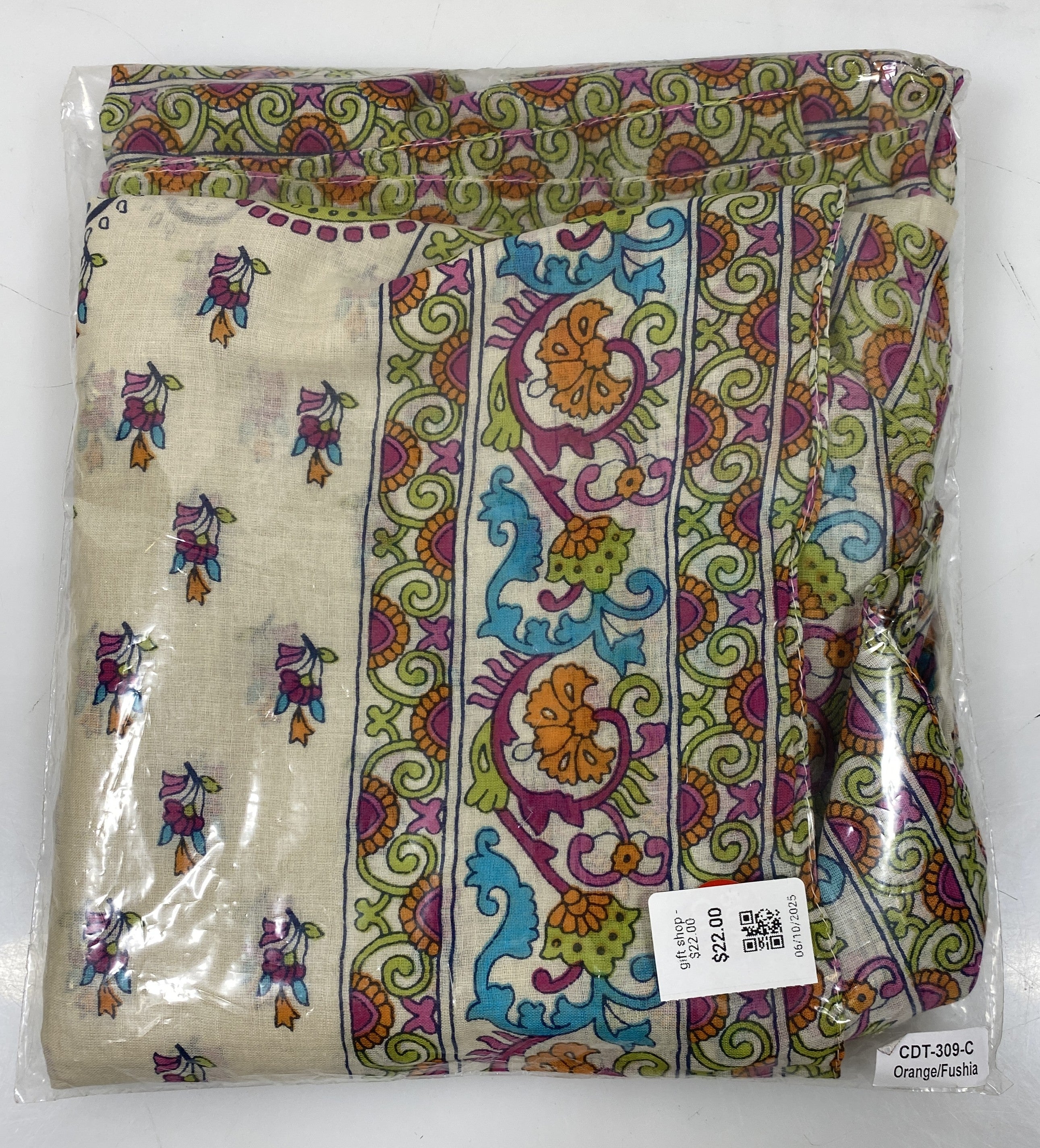 Colores De Otono Orange and Fuschia Cotton Shawl-Sarong