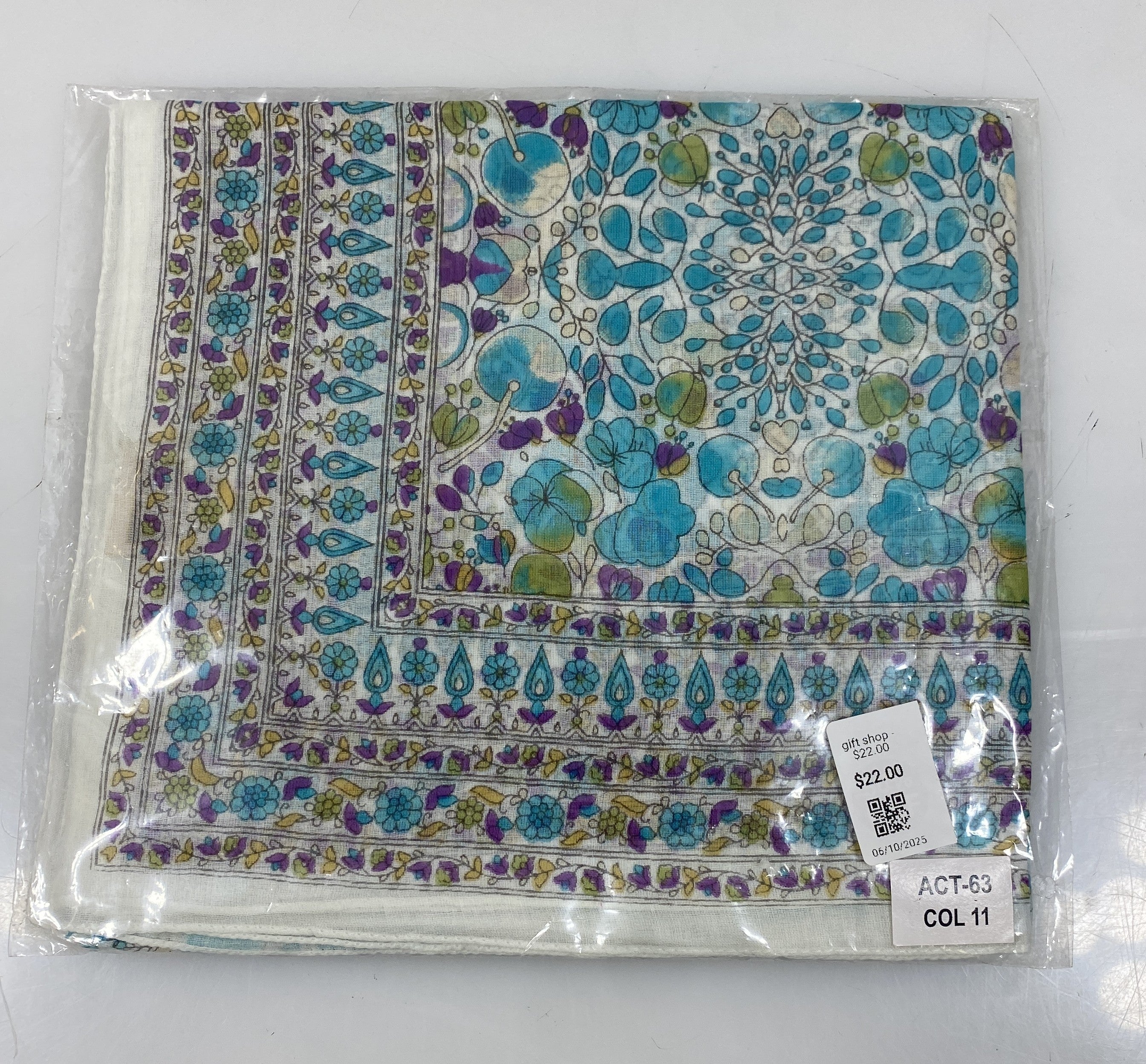 Colores De Otono Blue and Purple Cotton Shawl-Sarong