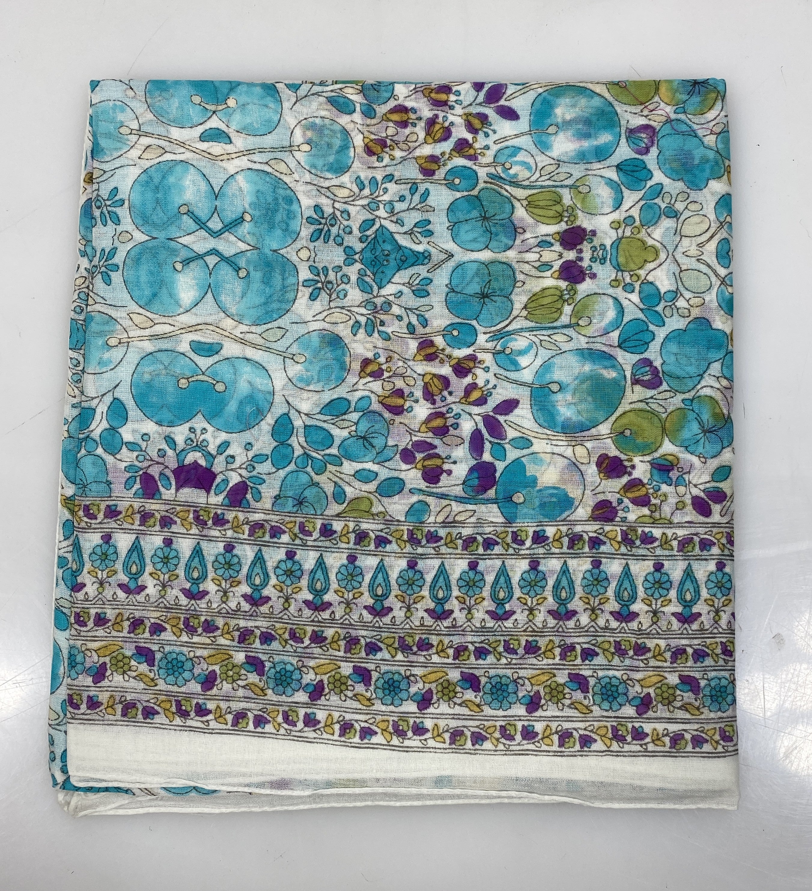 Colores De Otono Blue and Purple Cotton Shawl-Sarong