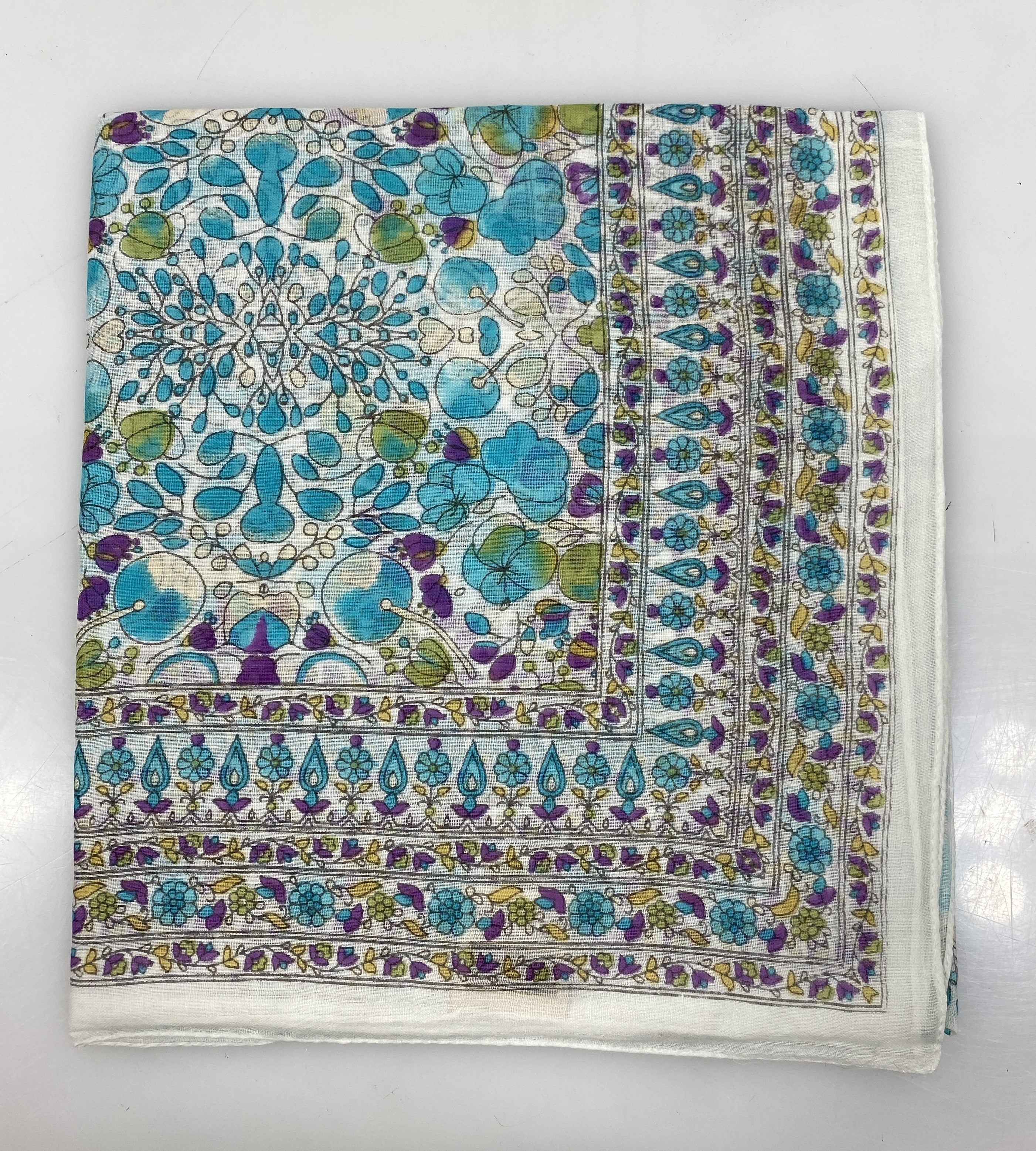 Colores De Otono Blue and Purple Cotton Shawl-Sarong