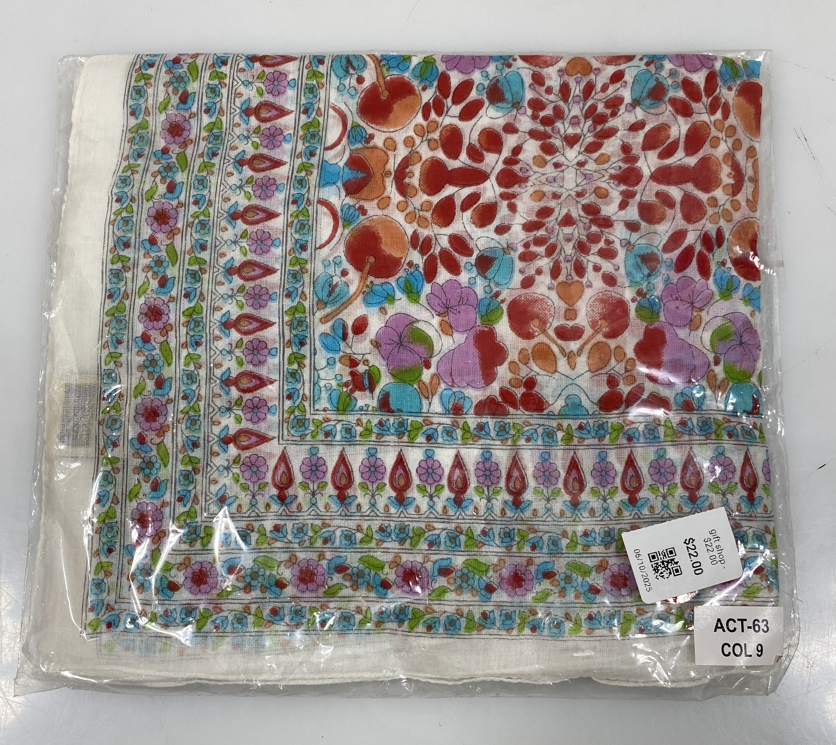 Colores De Otono Red and Blue Cotton Shawl-Sarong