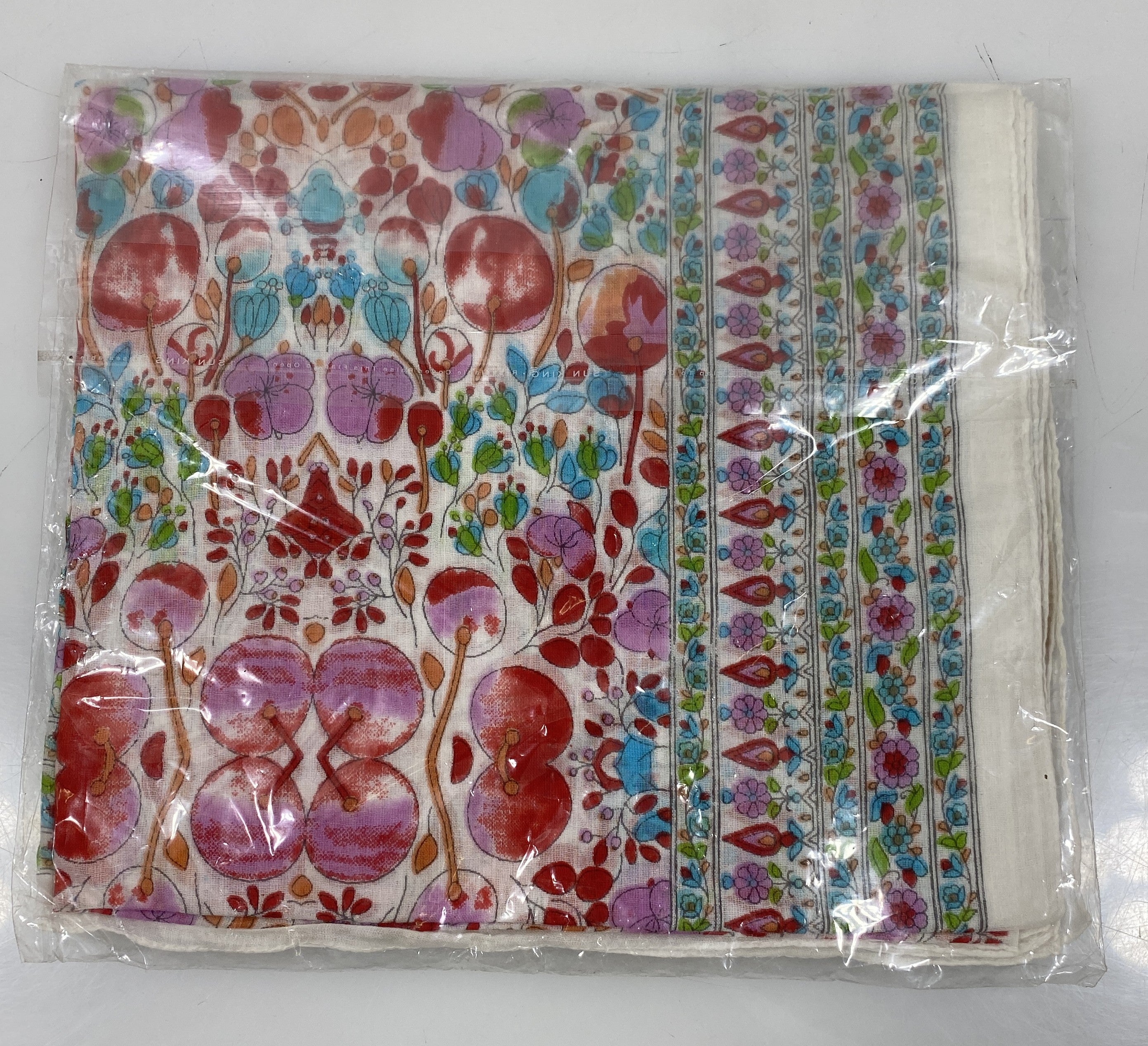 Colores De Otono Red and Blue Cotton Shawl-Sarong