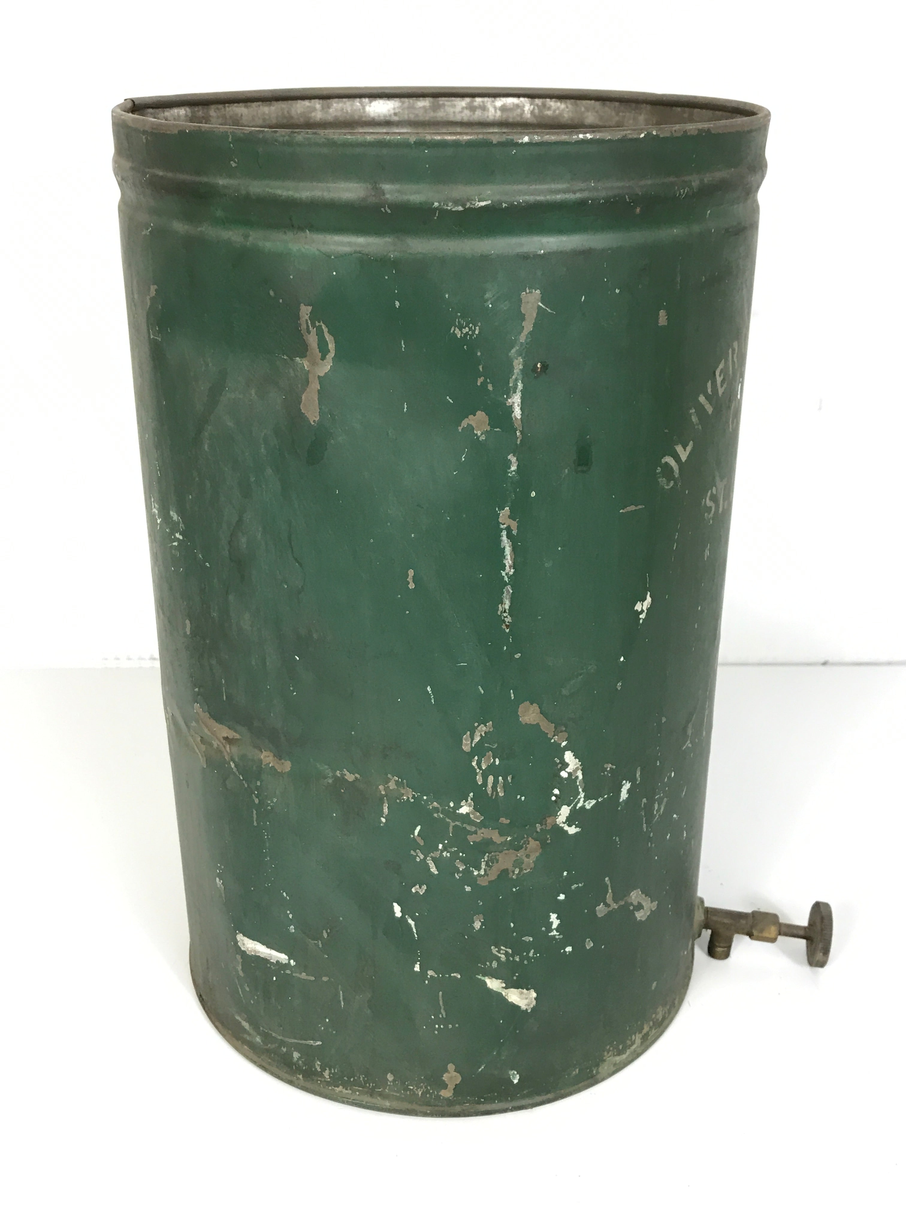 Antique Green Oliver Oil-Gas Burner Company Galvanized Can