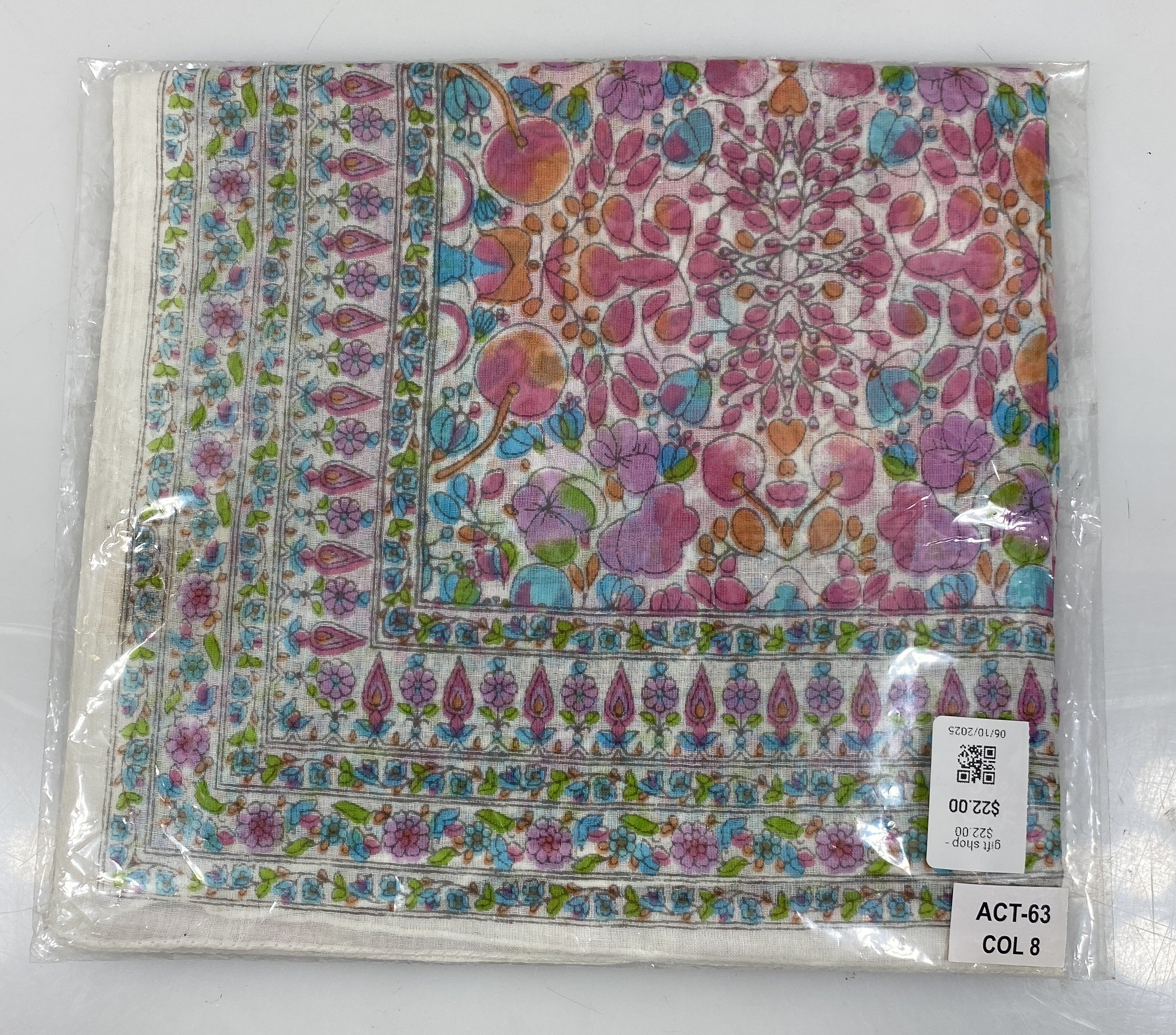 Colores De Otono Blue and Pink Cotton Shawl-Sarong
