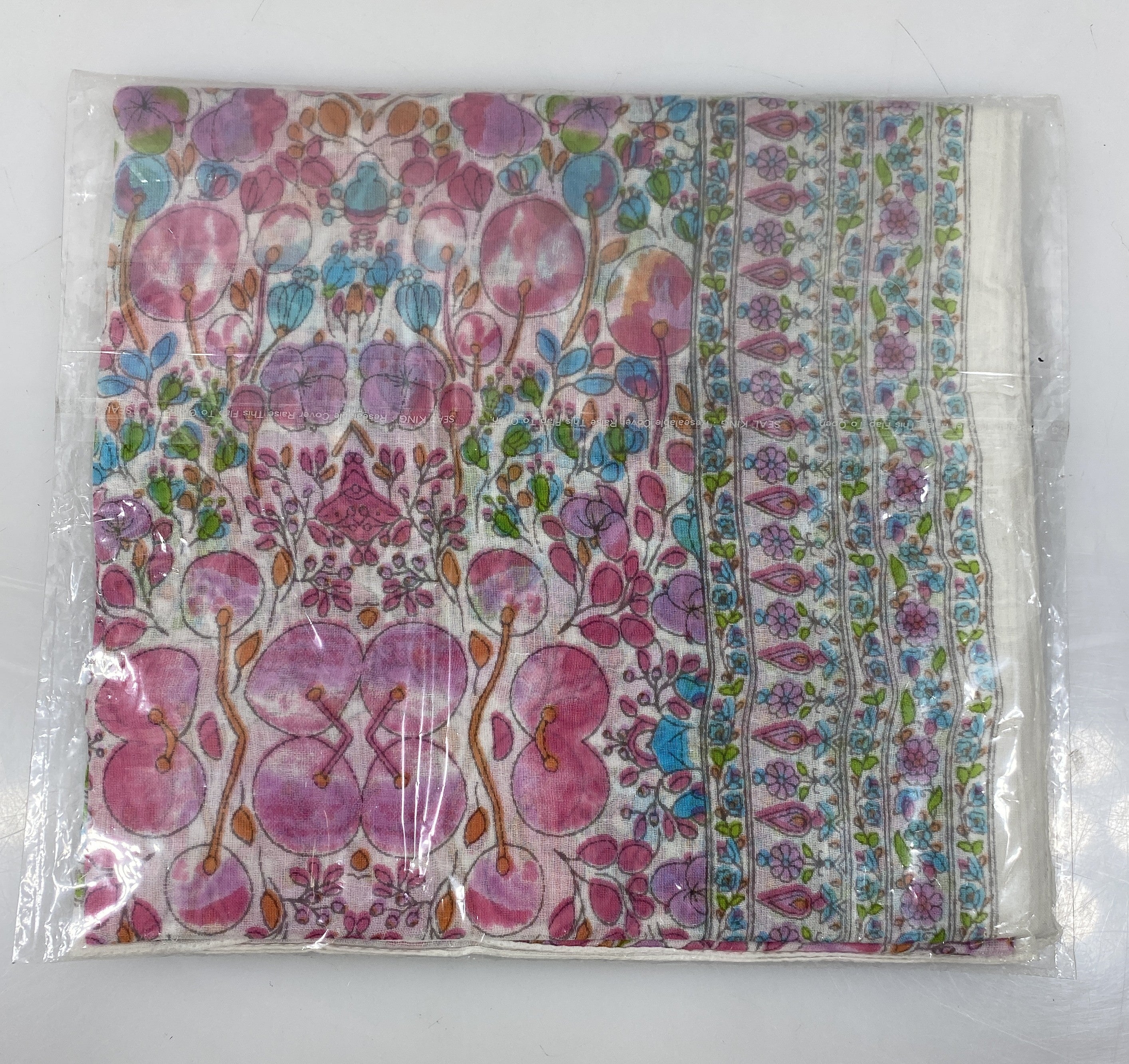 Colores De Otono Blue and Pink Cotton Shawl-Sarong