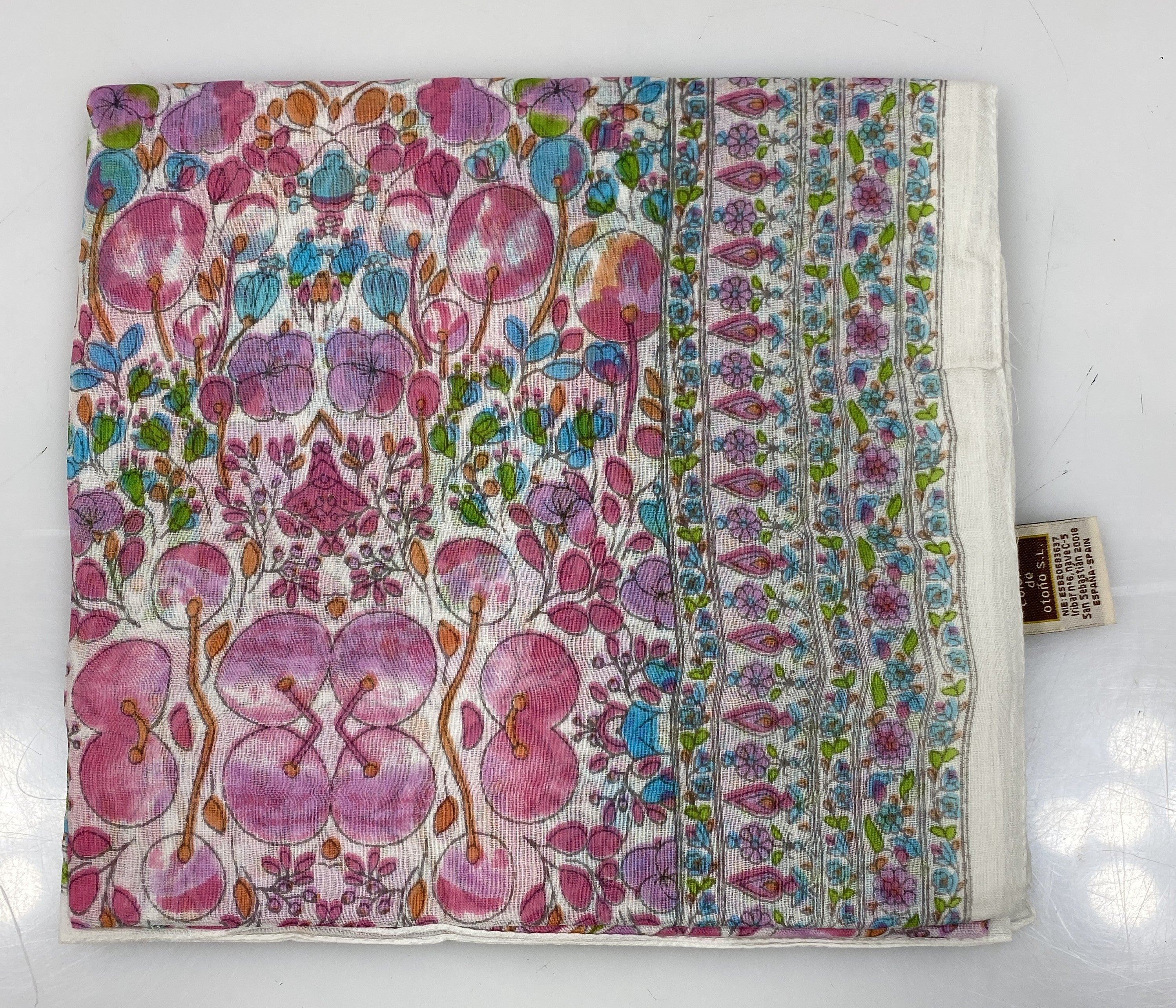 Colores De Otono Blue and Pink Cotton Shawl-Sarong