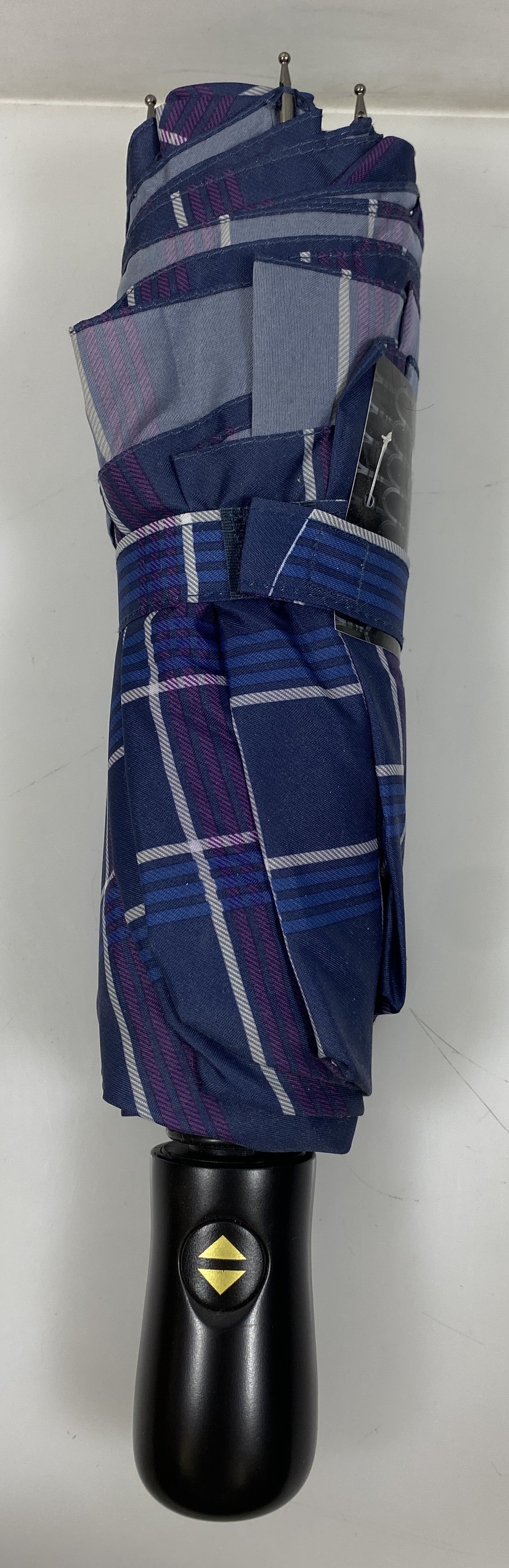 Galleria Purple Plaid Reverse Close Folding Umbrella