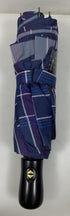 Galleria Purple Plaid Reverse Close Folding Umbrella