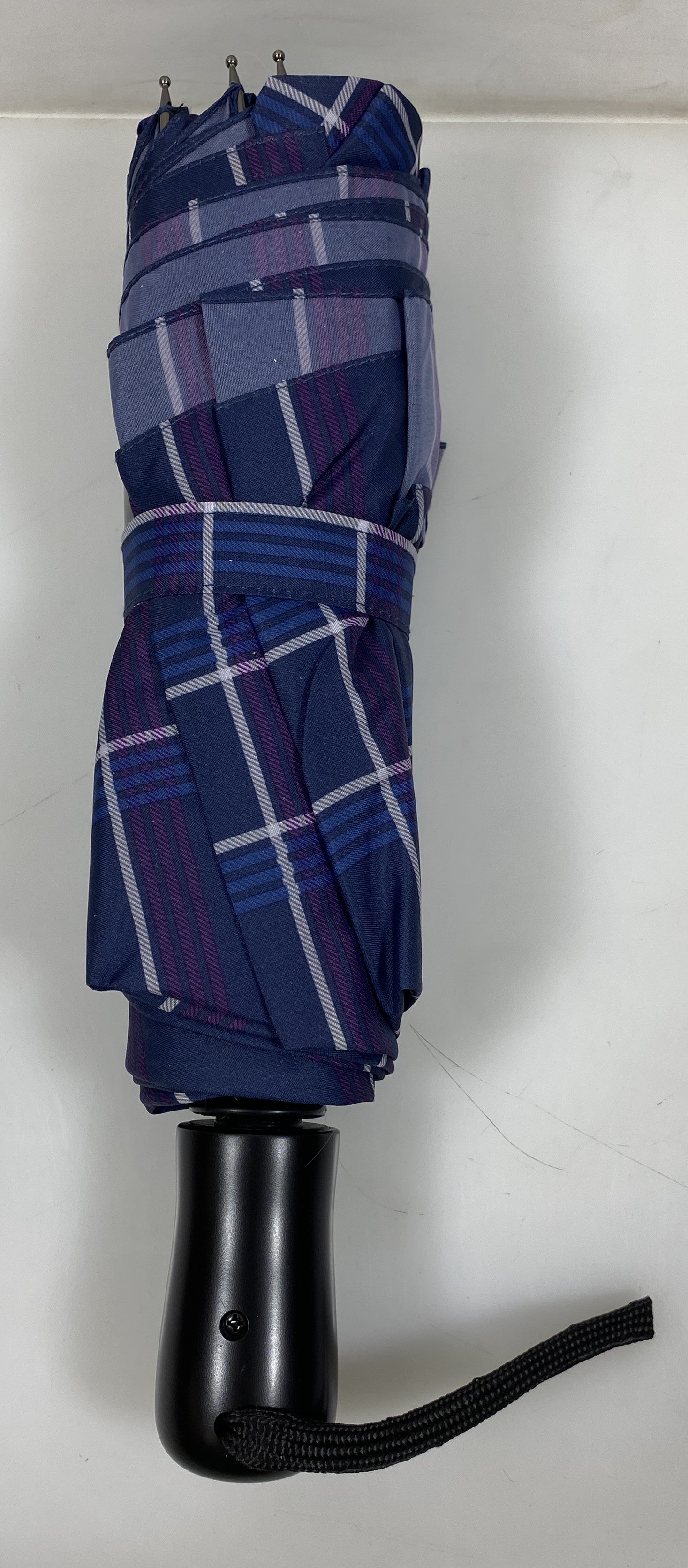 Galleria Purple Plaid Reverse Close Folding Umbrella