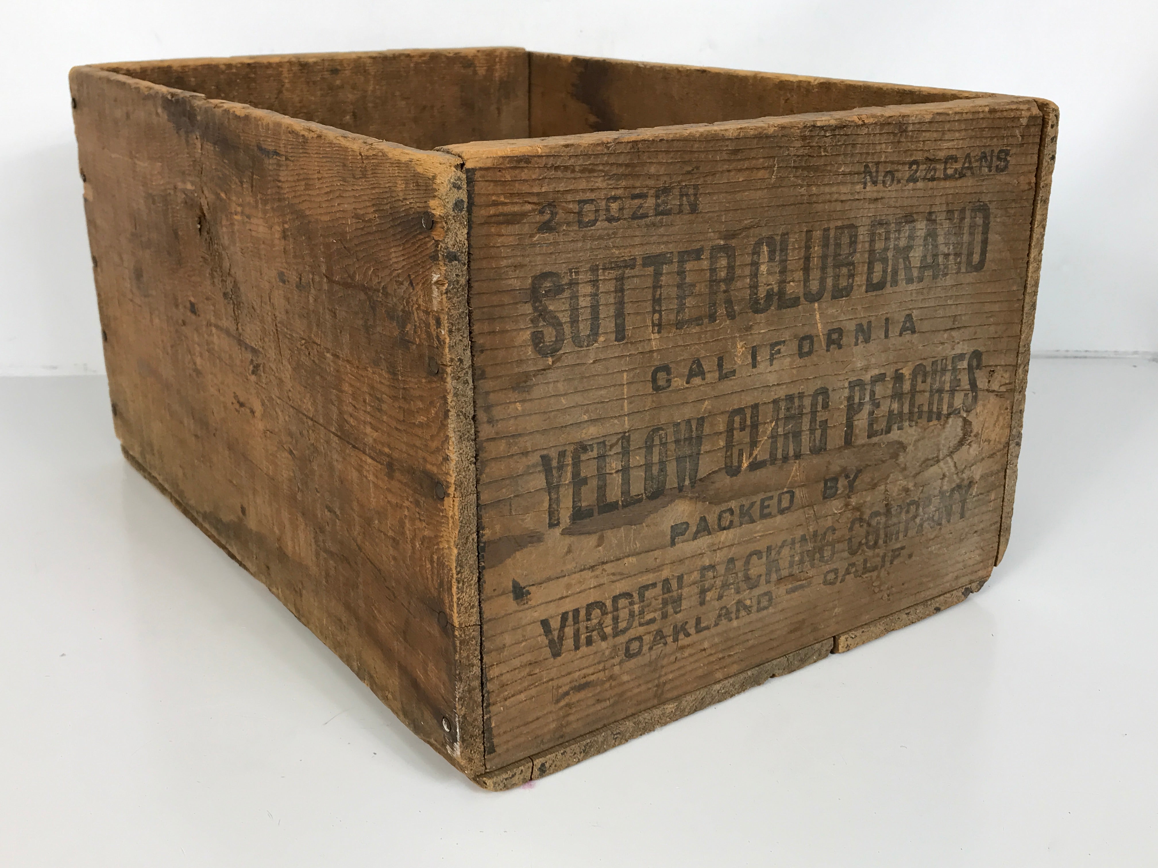 Antique Wooden Sutter Club Brand Peach Crate - Oakland, CA