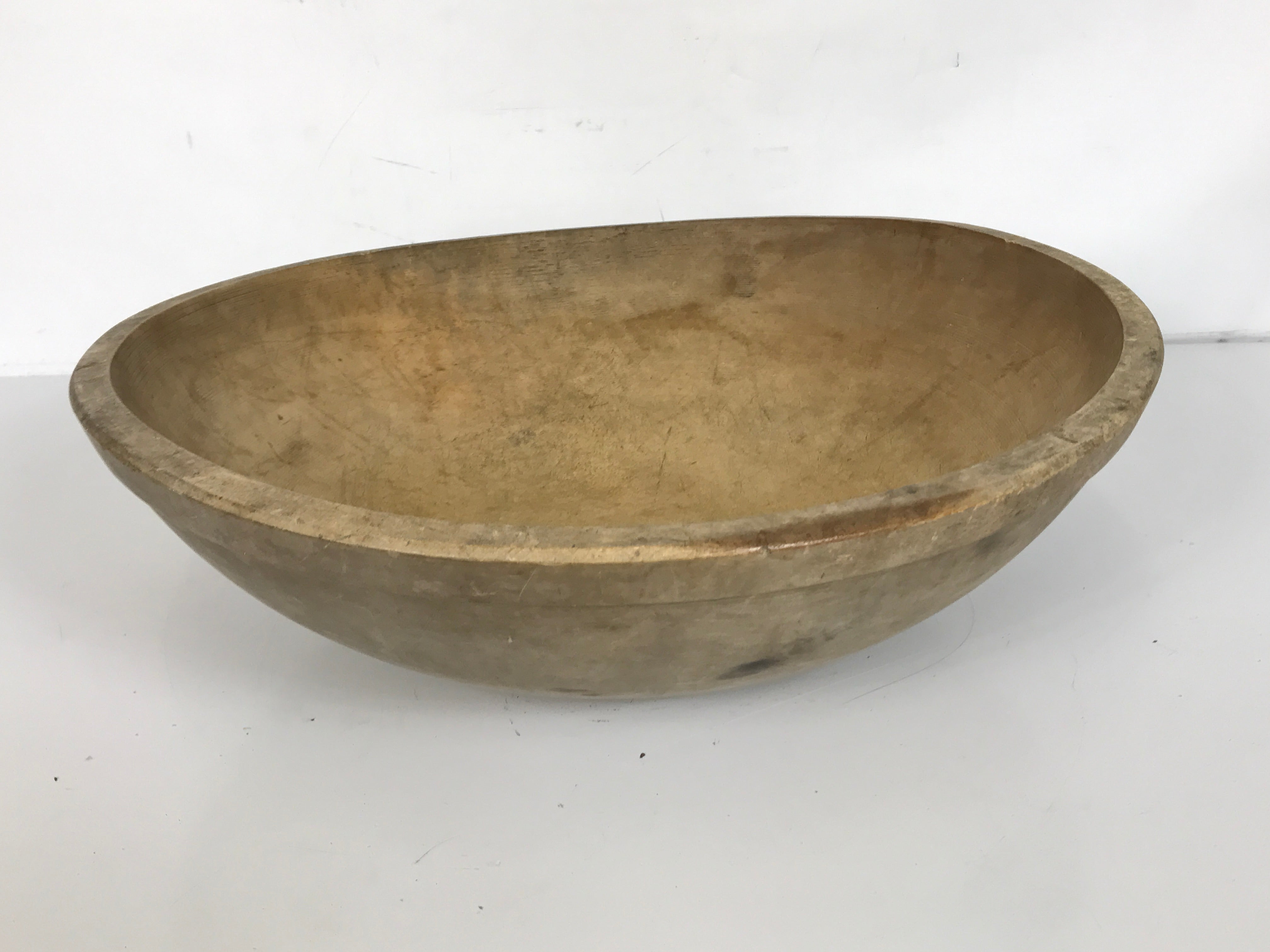 Antique Large 17.5" Turned Wood Dough or Chopping Bowl