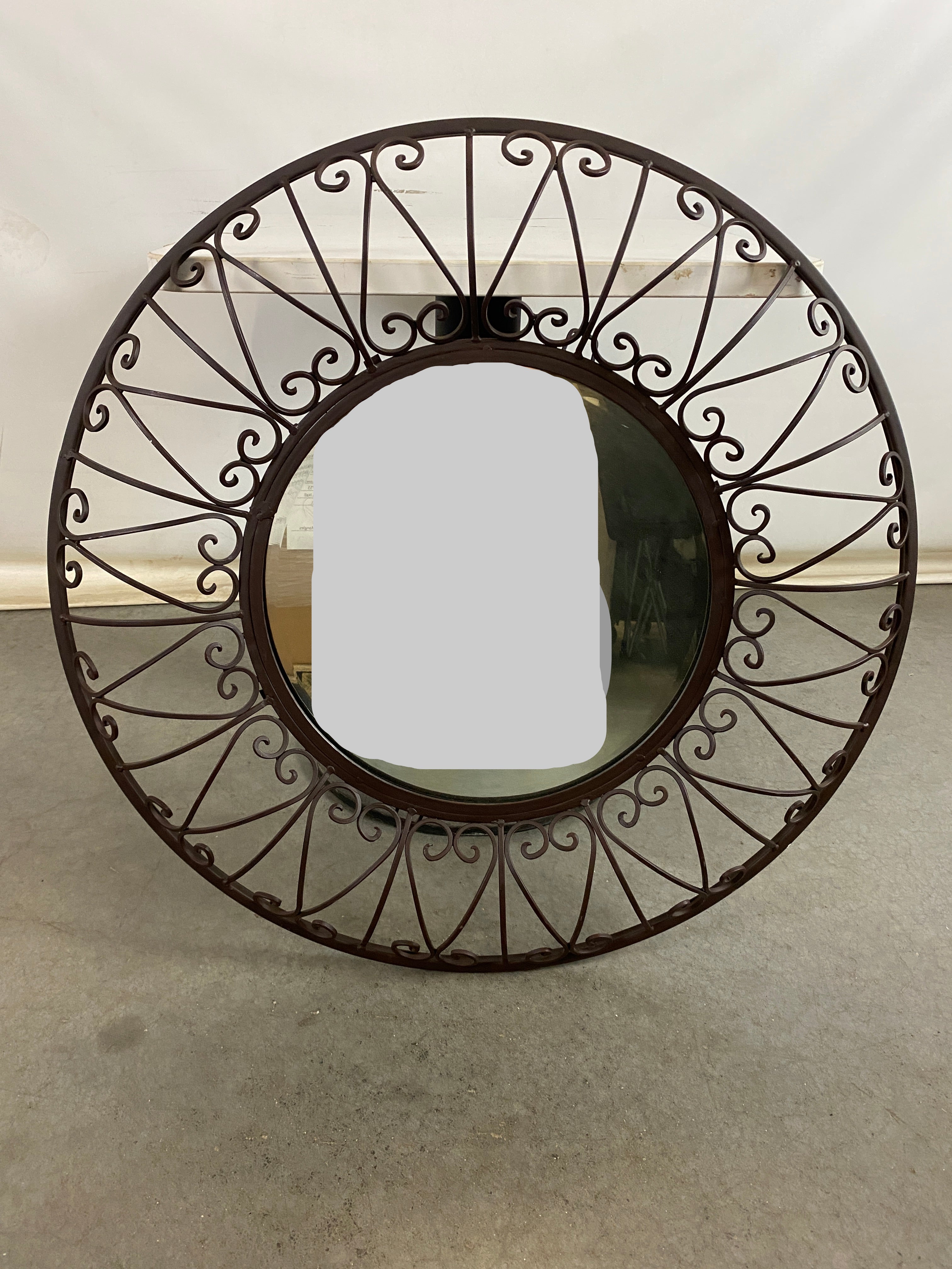 Metal Framed Round Mirror