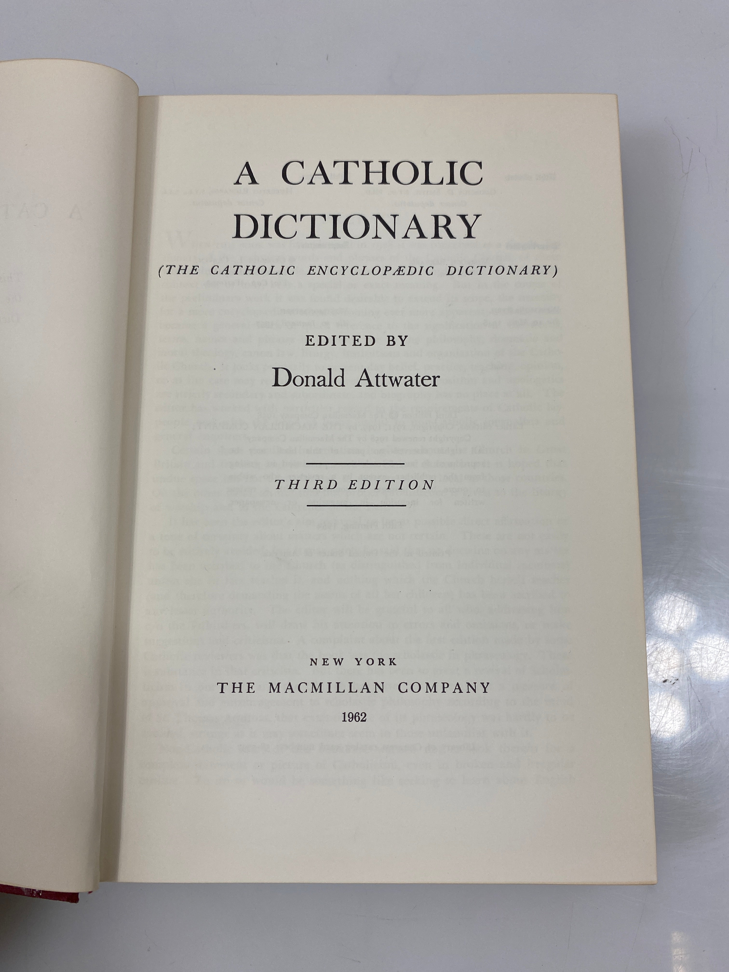 A Catholic Dictionary by Attwater Ex-library 1962 HC