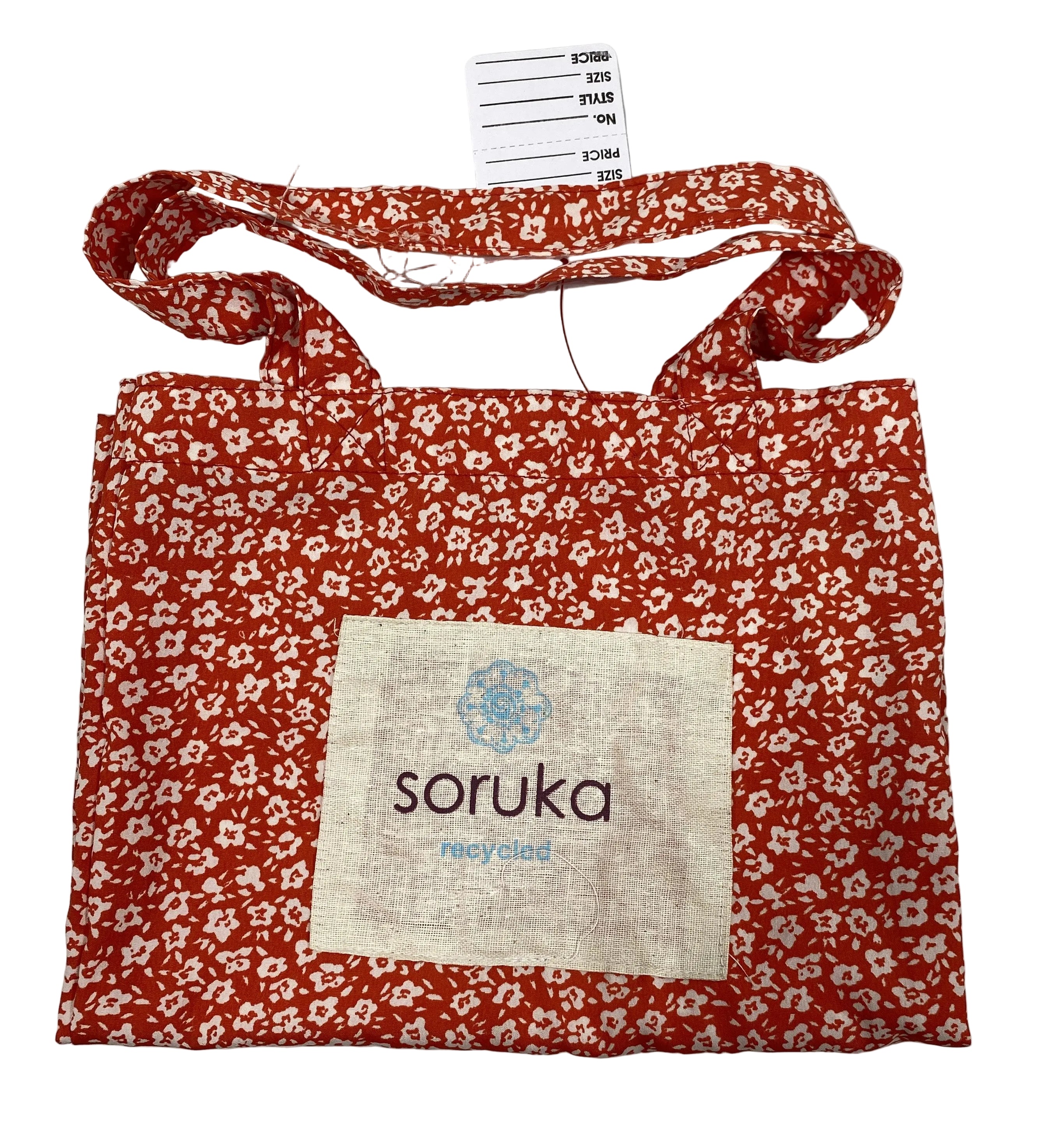 Soruka Orange and White Floral Recycled Cloth Bag