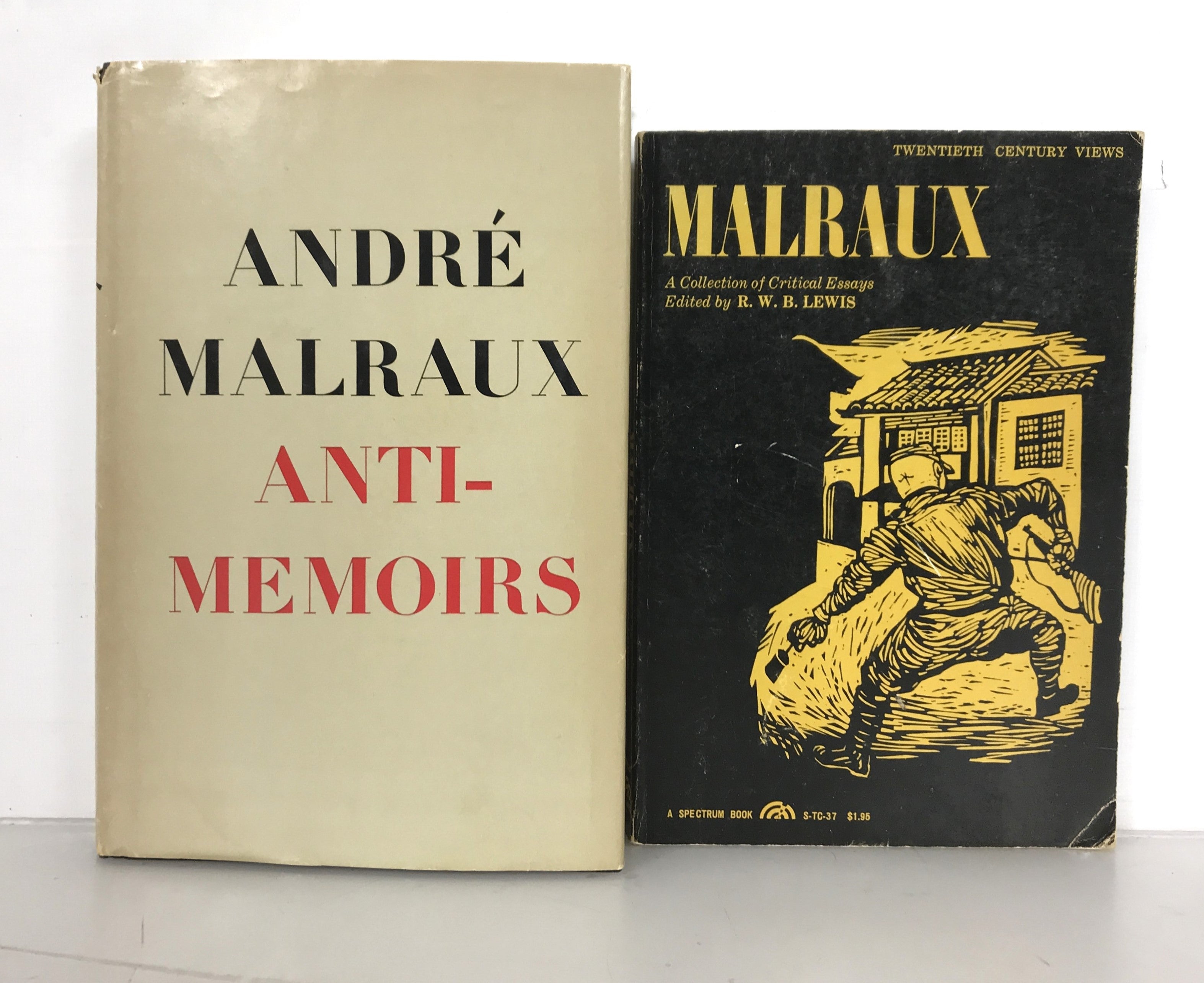 Lot of 2 Andre Malraux Books Anti-Memoirs and Essay Collection 1964, 1968 SC HC DJ