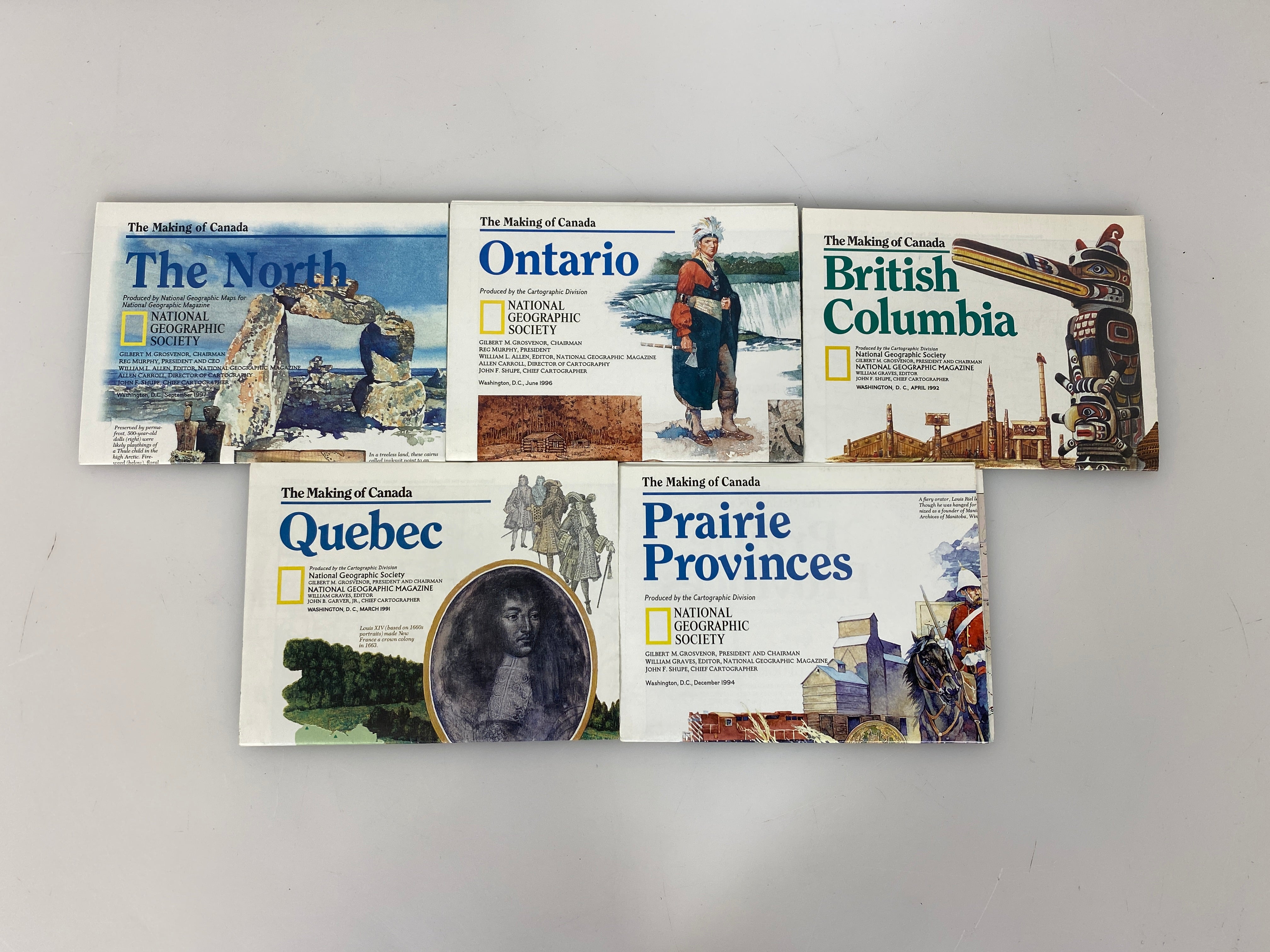 Lot of 5 Nat Geo Making of Canada Maps/Infographics 1990's